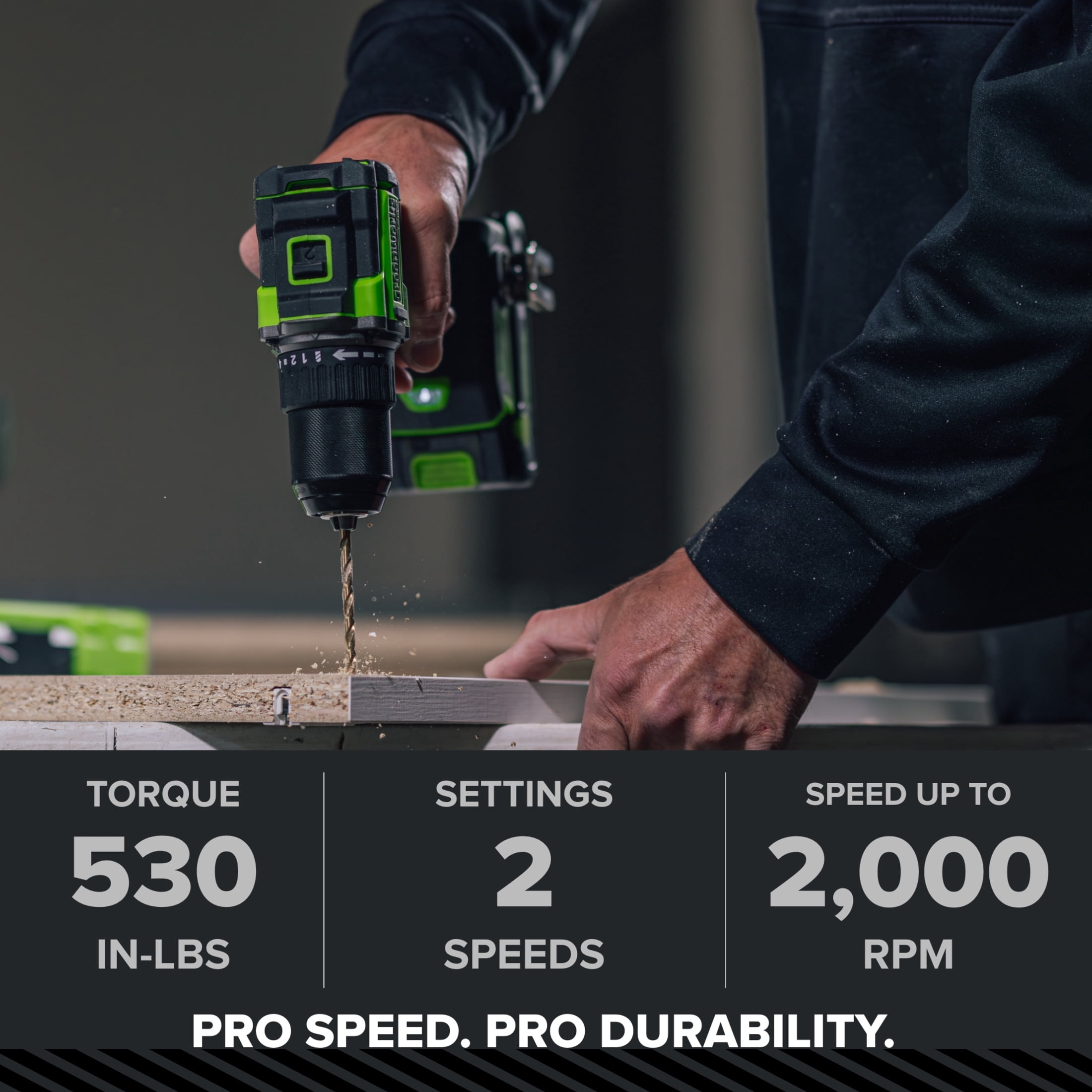 Greenworks Pro PowerAll 24V Brushless 1/2 in Drill Driver Kit (Black, 2.0 Ah Battery) s9yig