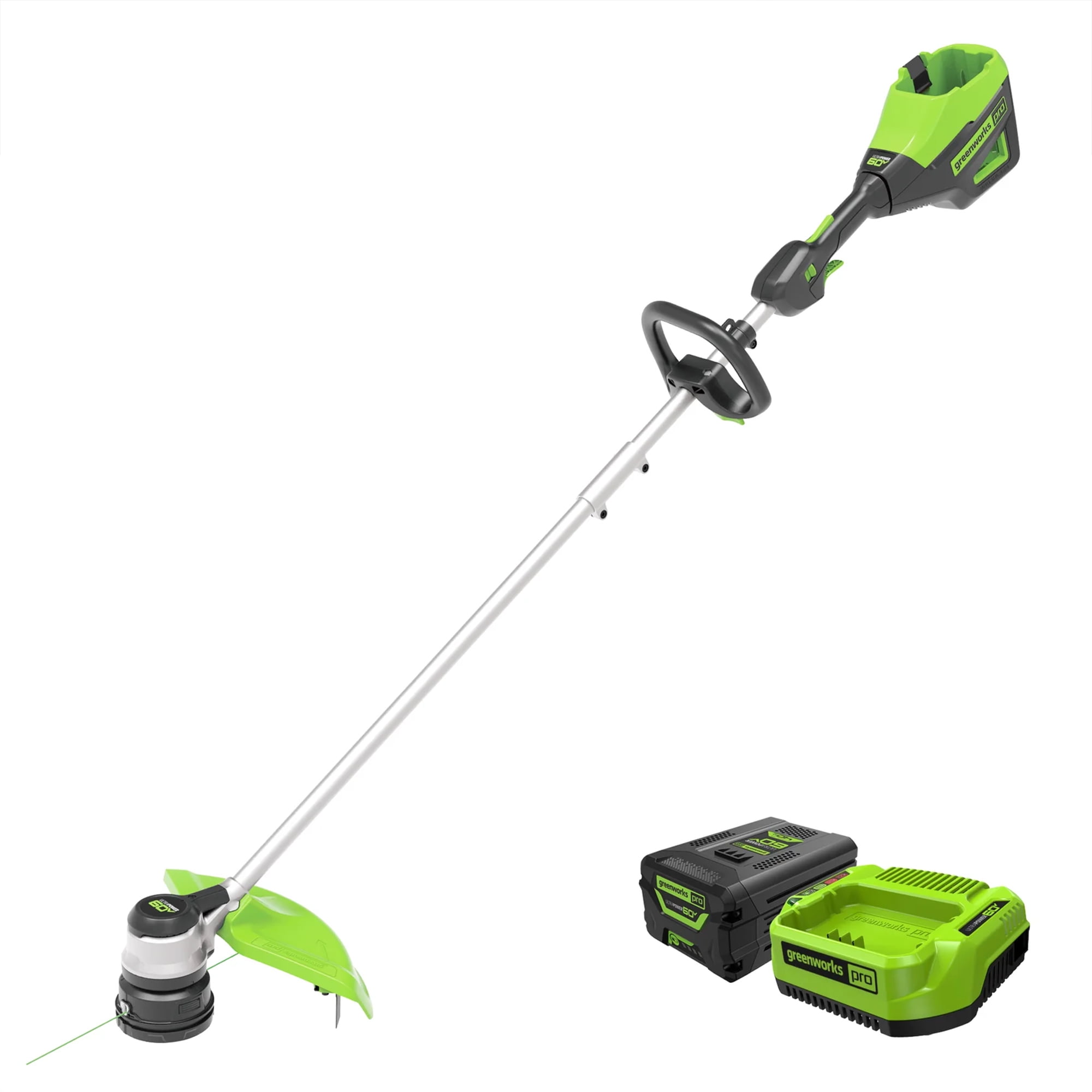 Greenworks 60V 16-in Cordless Brushless String Trimmer and Edger (Green, 2.5 Ah Battery and Charger Included) gckek