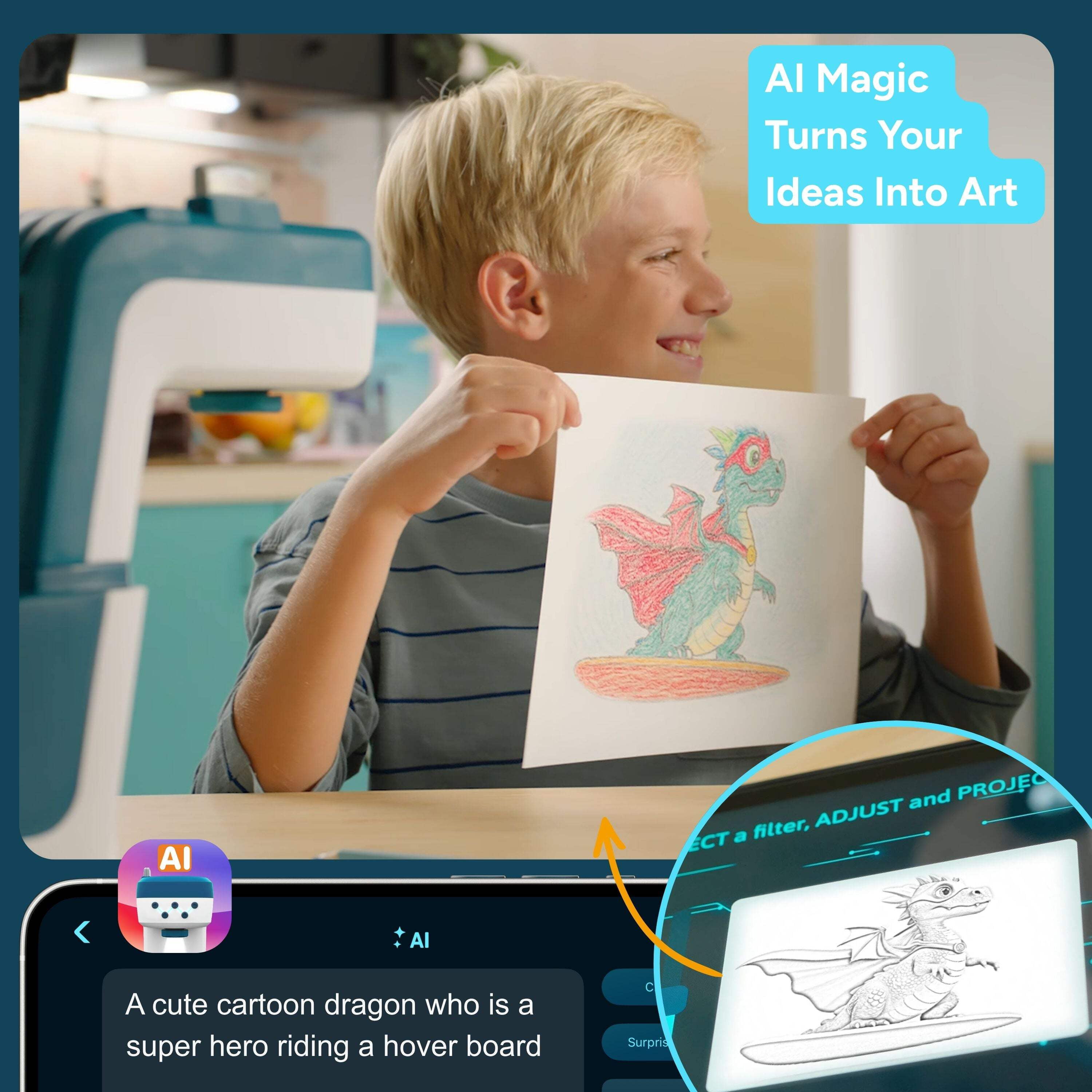 smART sketcher AI Projector Drawing Tool for Kids (Educational Arts and Crafts Activity Set) ccvsz