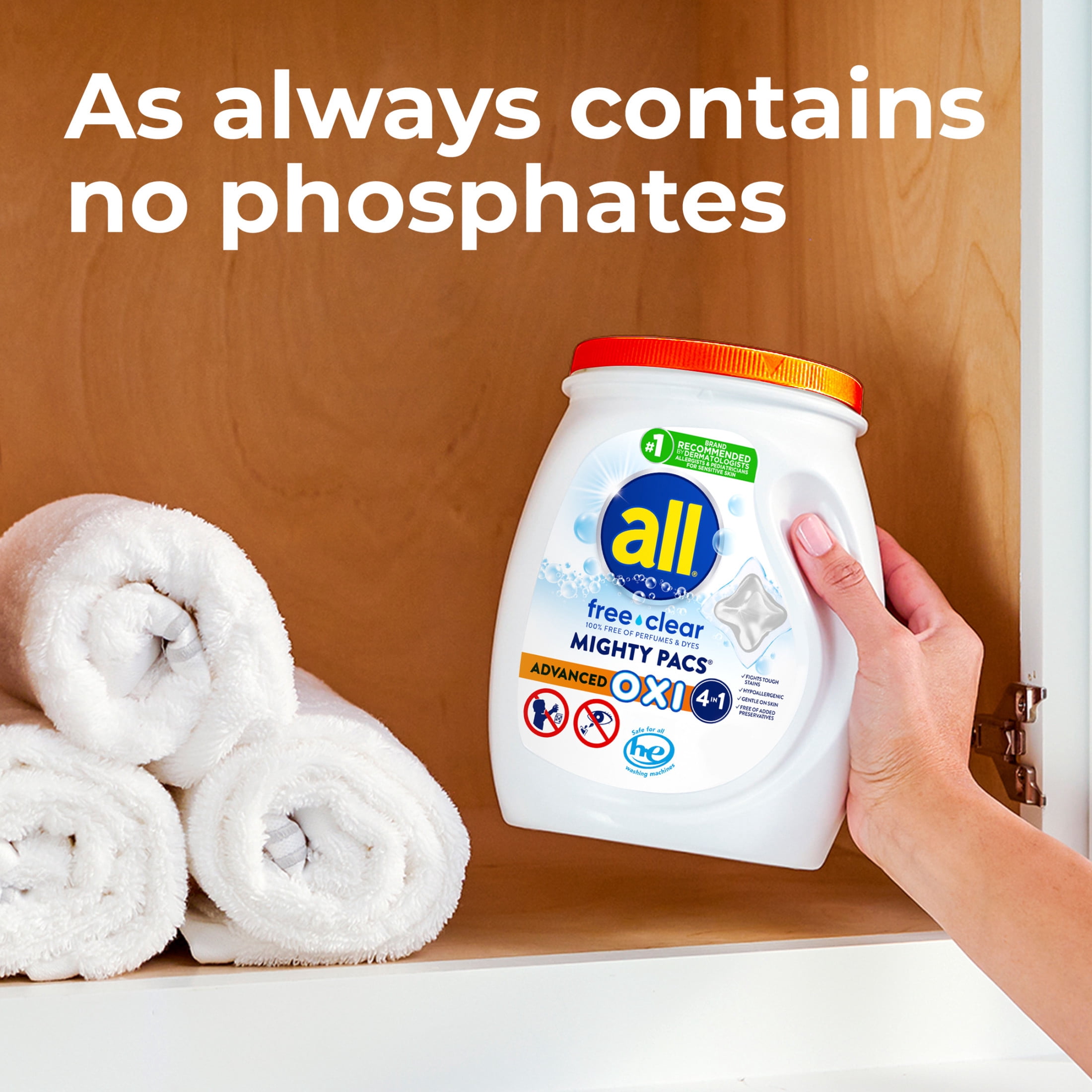 all Free Clear Mighty Pacs Oxi Laundry Detergent (Clear, 32 Count) oz0nt