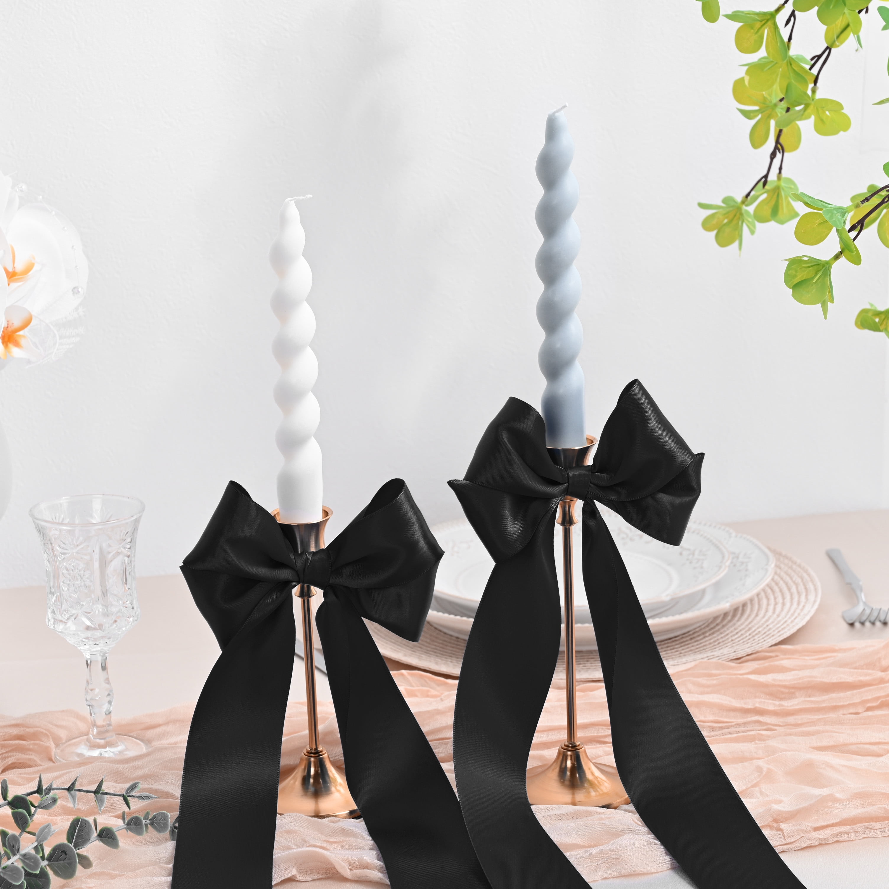 LEEQE Double Face Satin Ribbon for Gift Wrapping and Crafting (Black, 3 in x 45 ft) cj4dj