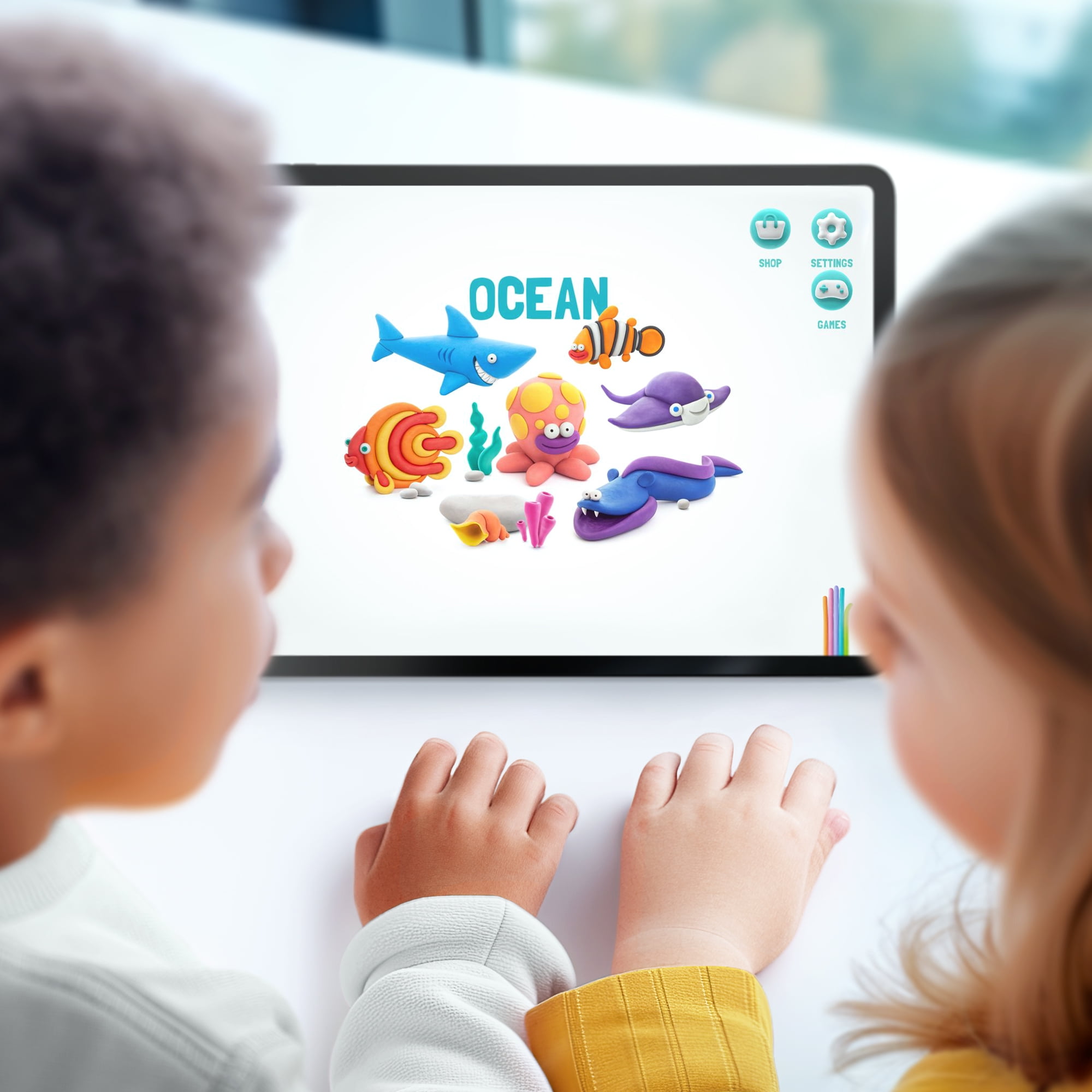 Hey Clay Ocean Creatures Air Dry Modeling Clay Craft Kit with Interactive App (Multicolor, 15 Pack) z1n4c
