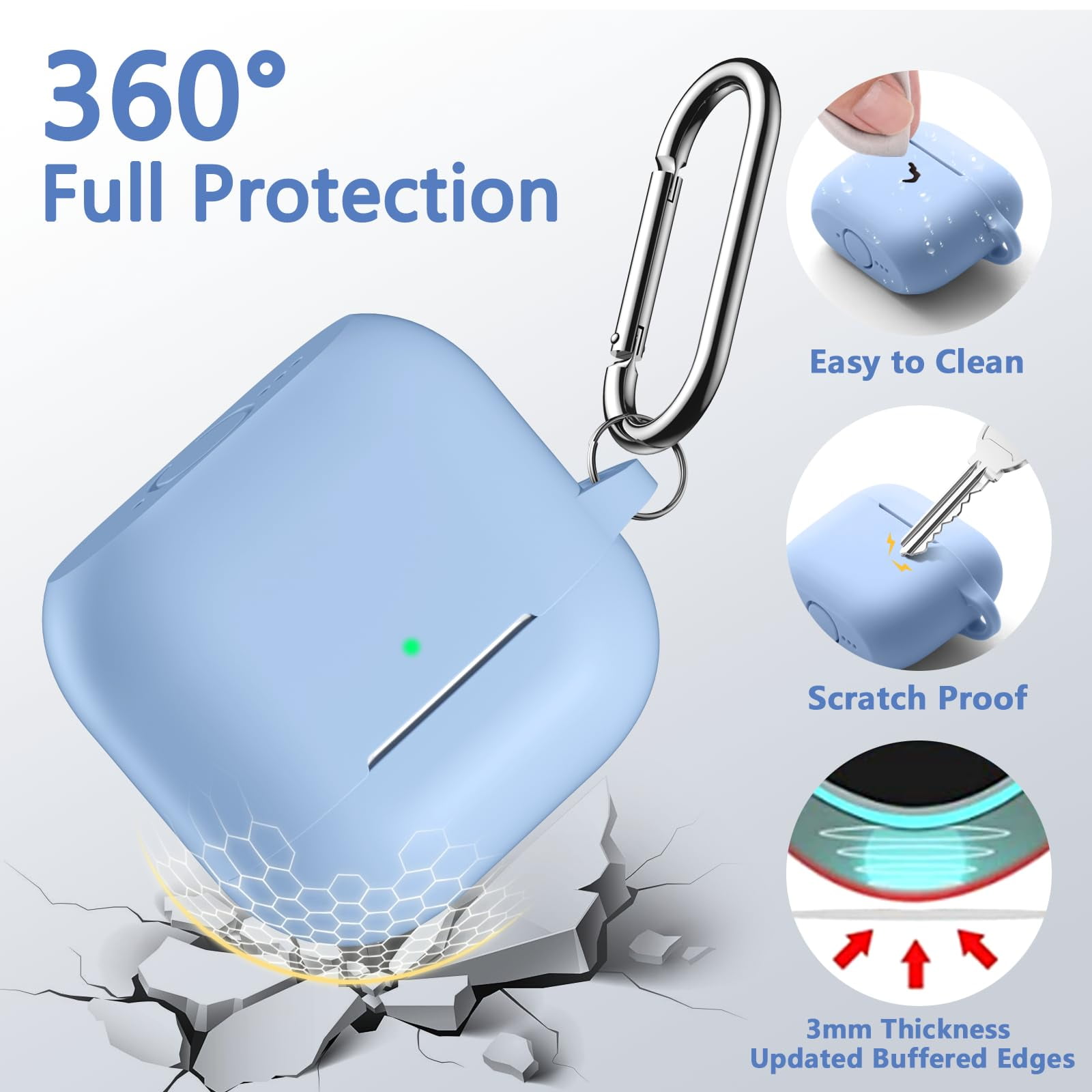 Comvin Protective Silicone Case for AirPods 4 (2024) with Cleaning Kit (Lilac, 1 Pack) k2gm2