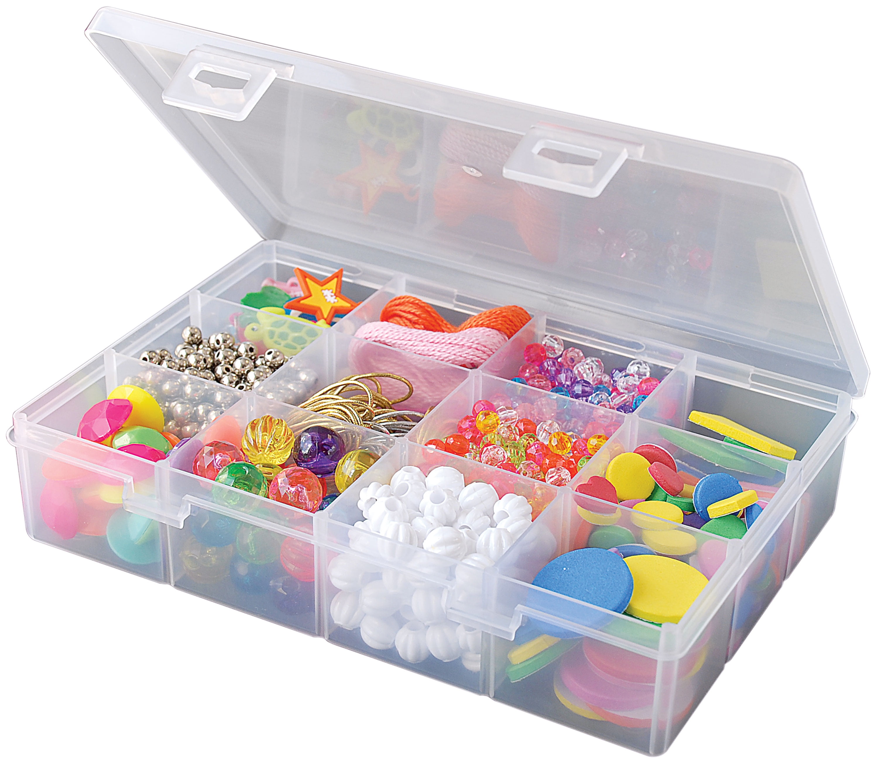 The Beadery Small Bead Keeper Box with 12 Compartments, Durable Craft Organizer (Clear, 3 Pack, 7.5 in x 5 in x 1.63 in) 70yfq