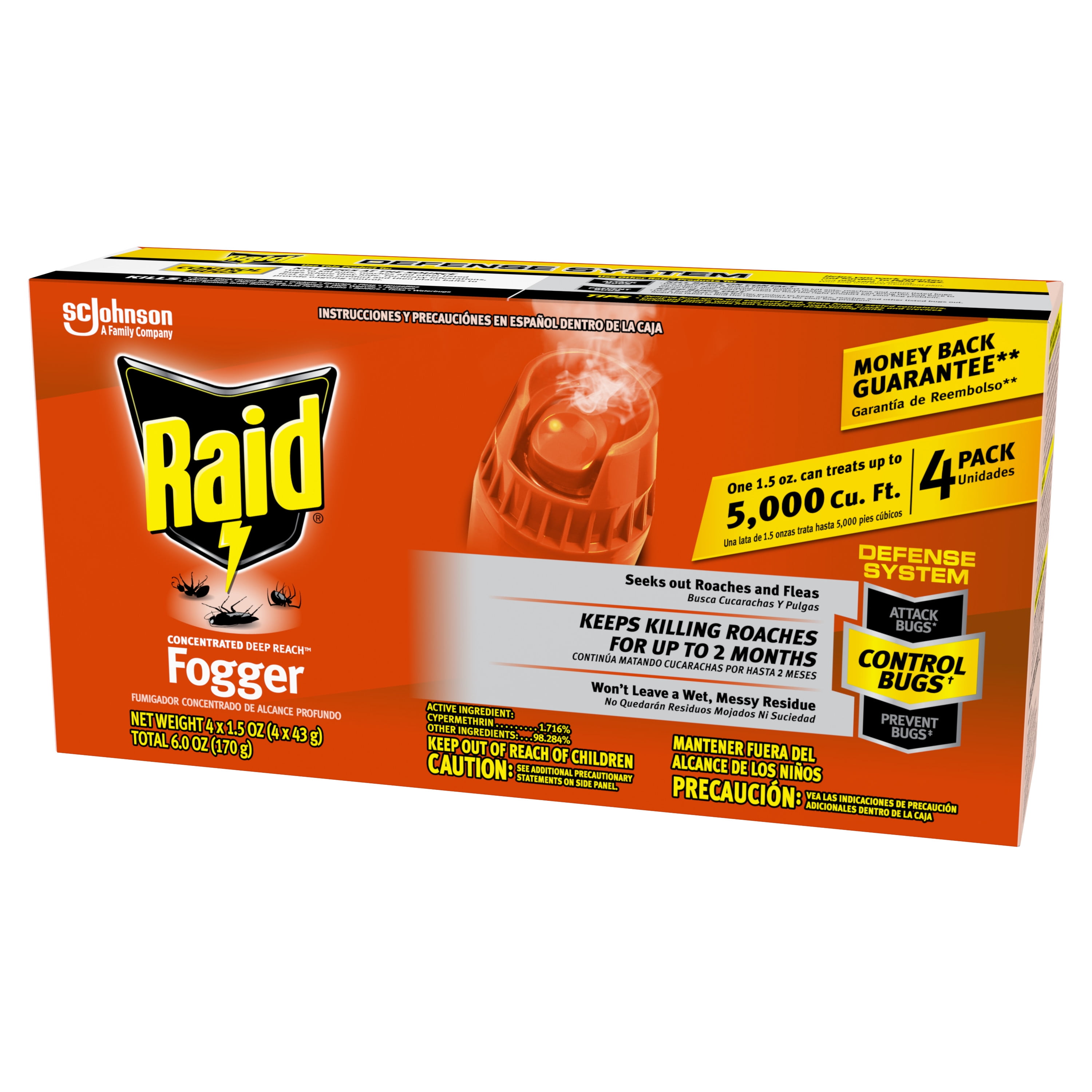 Raid Concentrated Deep Reach Fogger Insect Killer (4 Pack, 1.5 oz each) x2x5e