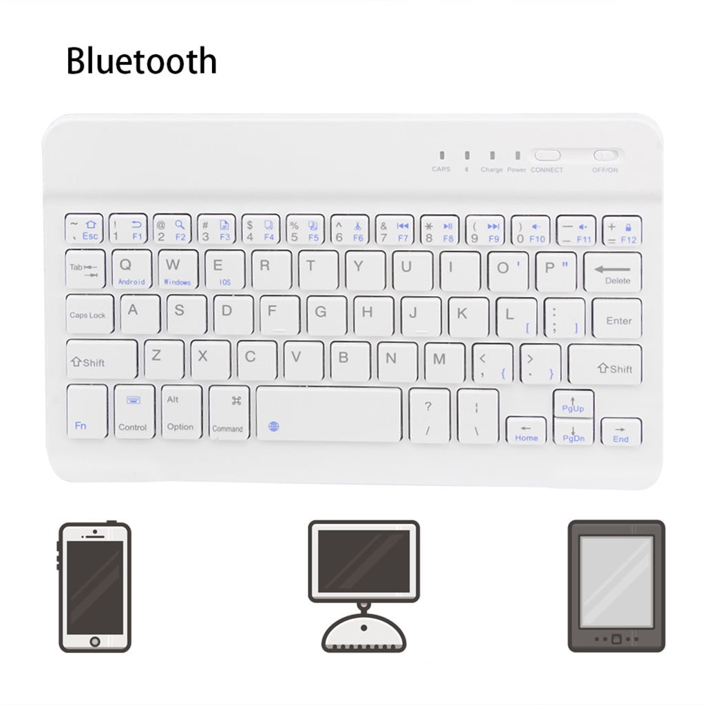 Pounoo Slim Wireless Bluetooth Keyboard for iMac iPad Android Laptop Tablet (White, 11 in) 3ord5