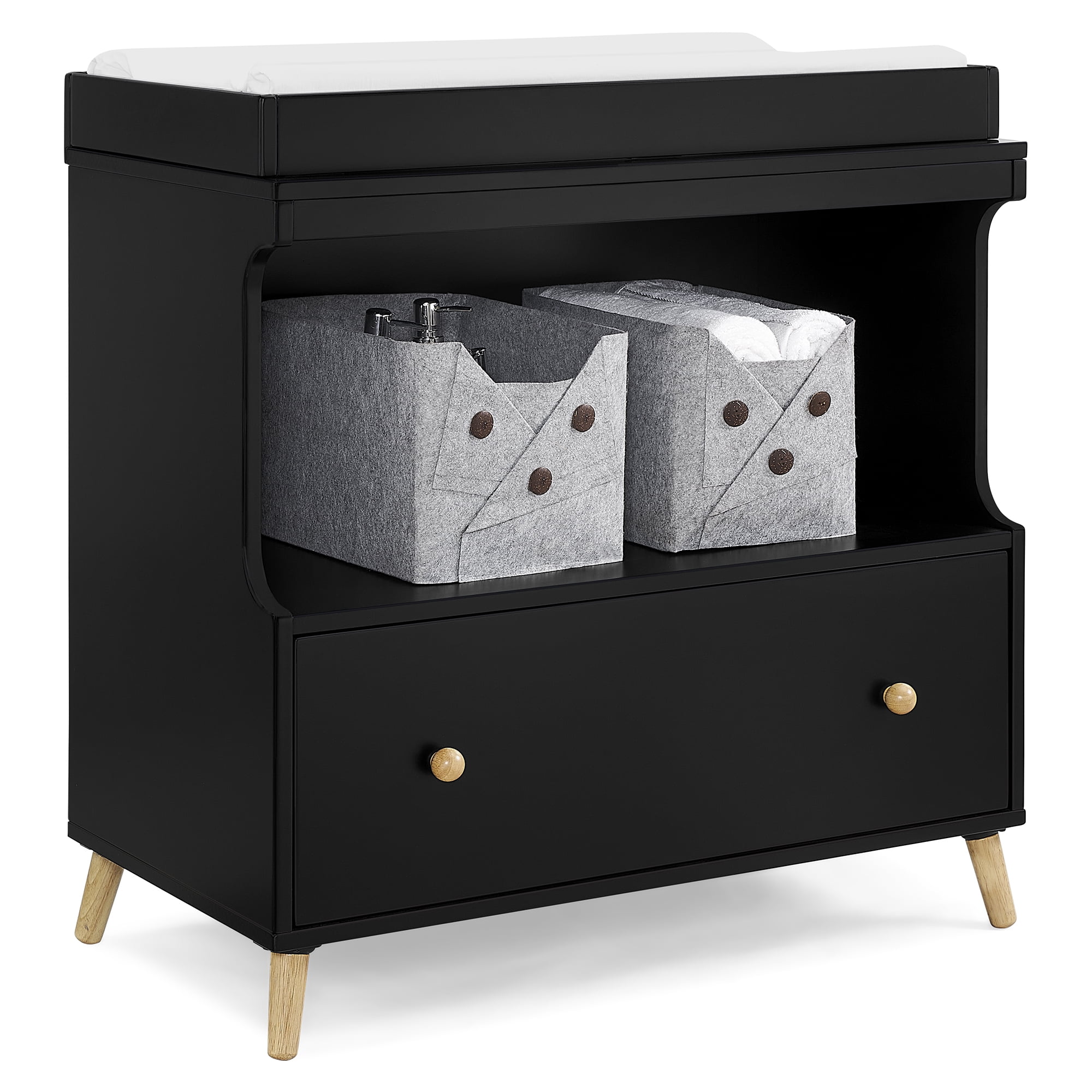 Delta Children Essex Convertible Changing Table with Drawer (White, 34.25 in x 20.75 in x 36 in) p5h77