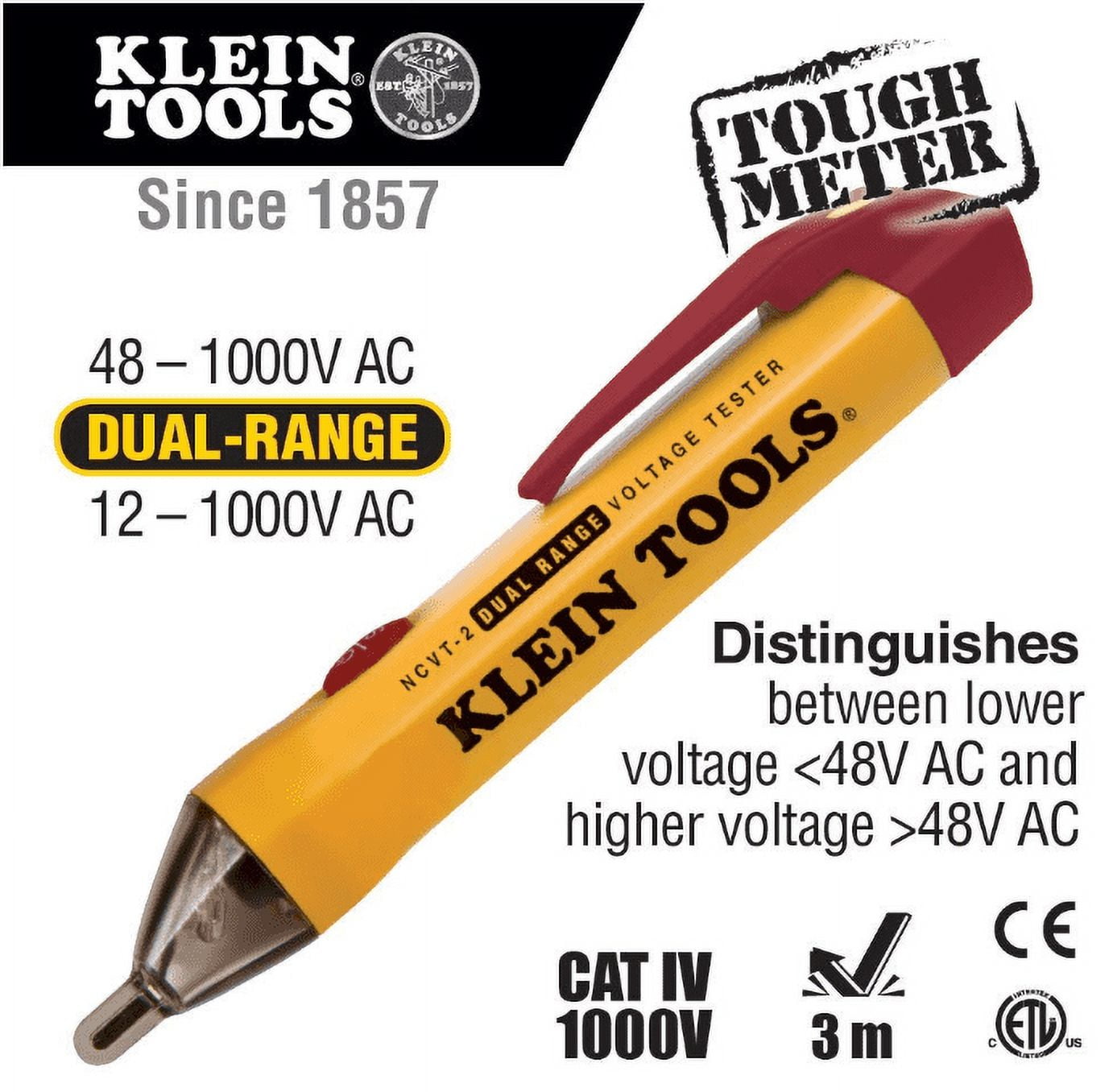 Klein Tools NCVT-2 Dual Range Non-Contact Voltage Tester (12-1000V AC) el3ui