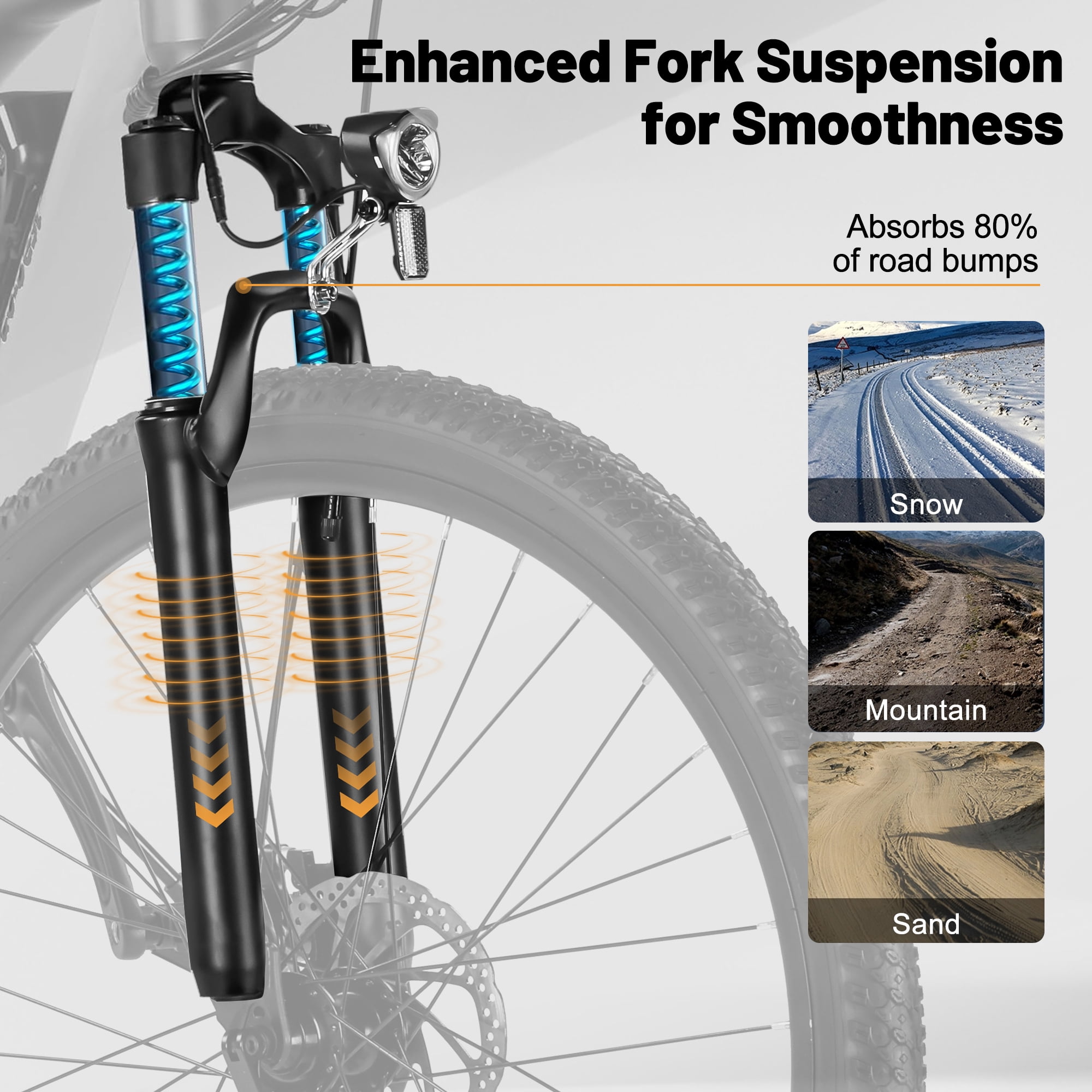 ActBest Electric Mountain Bike for Adults, 1200W Brushless Motor, 21-Speed E-Bike with Fork Suspension (Grey, 27.5 in) xtt69