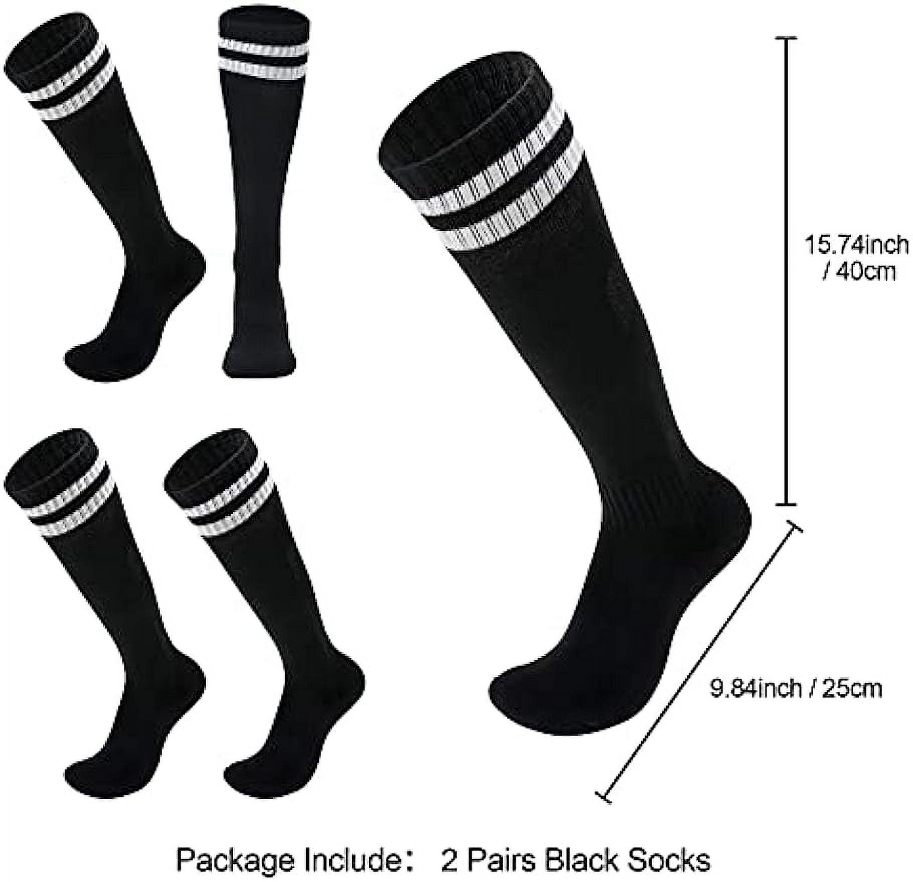 Totowood Kids Football Socks Breathable Athletic Soccer Training Gear (Black, 2 Pair Pack) 3o2ft