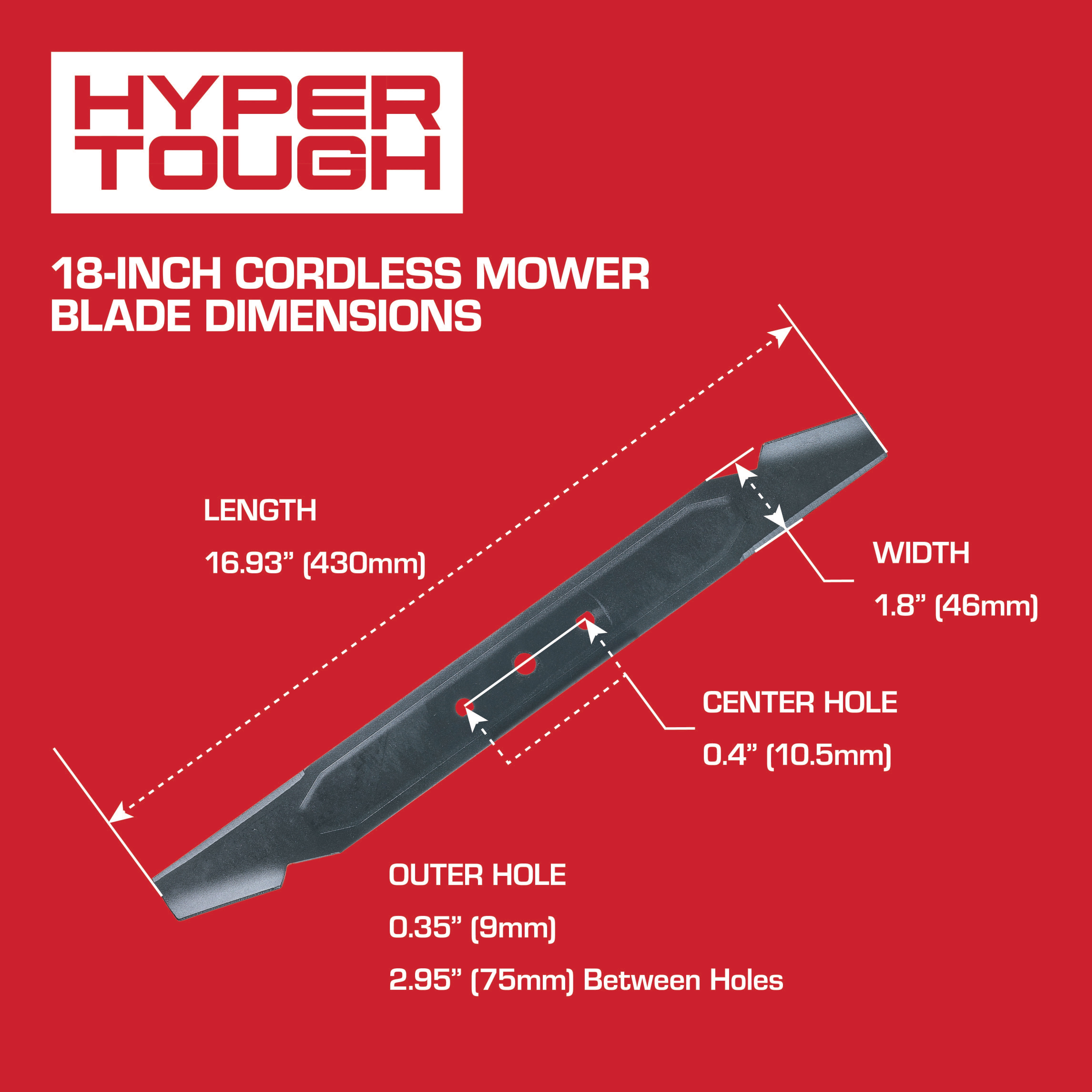 Hyper Tough 18 in Mower Blade for 20V Cordless Push Mower (Replacement Part, 18 in) 158rc