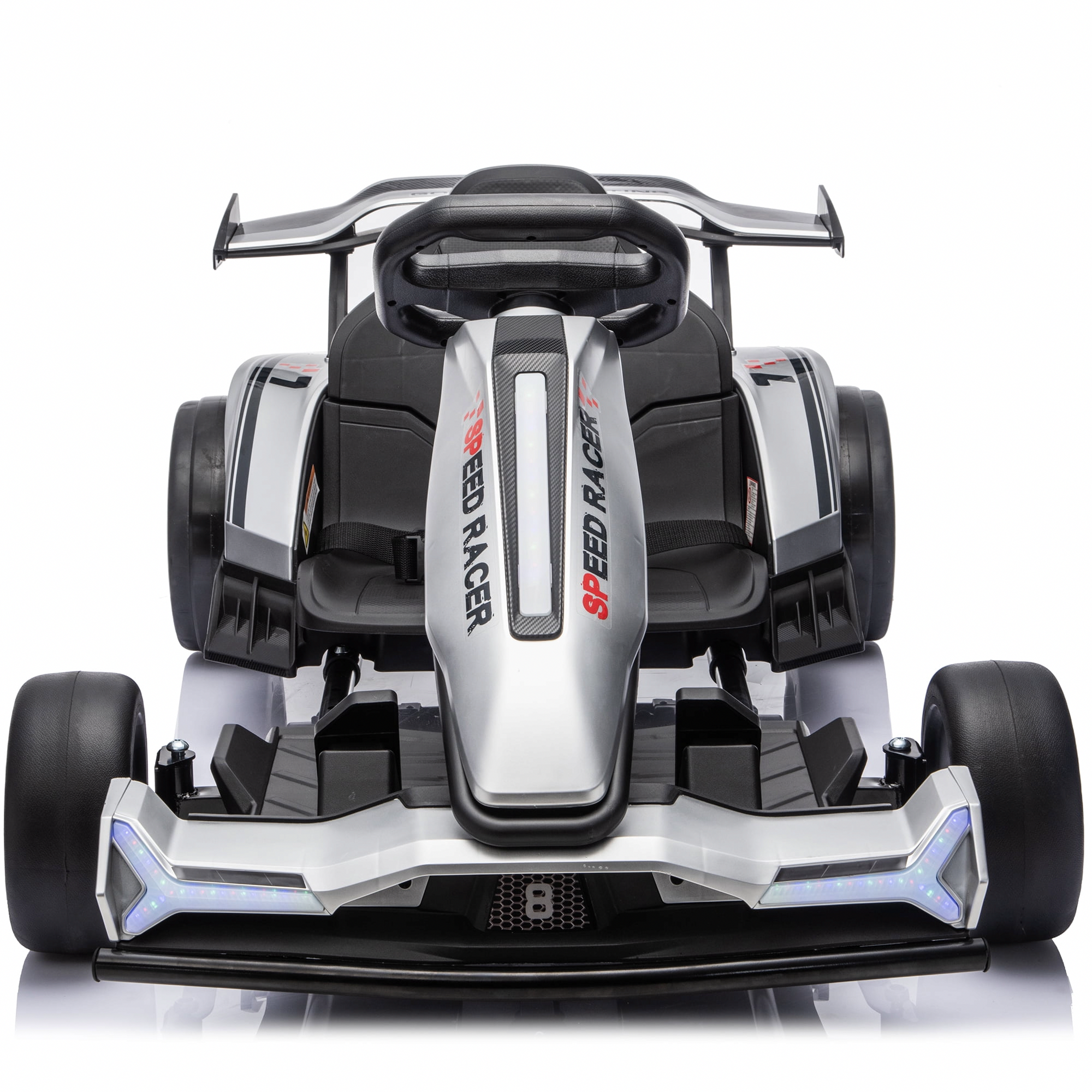 Zukpow 24V 800W Electric Go Kart Drift Car with Adjustable Frame, EVA Wheels, Bluetooth Audio (Silver, 48.5 in) lmfcb