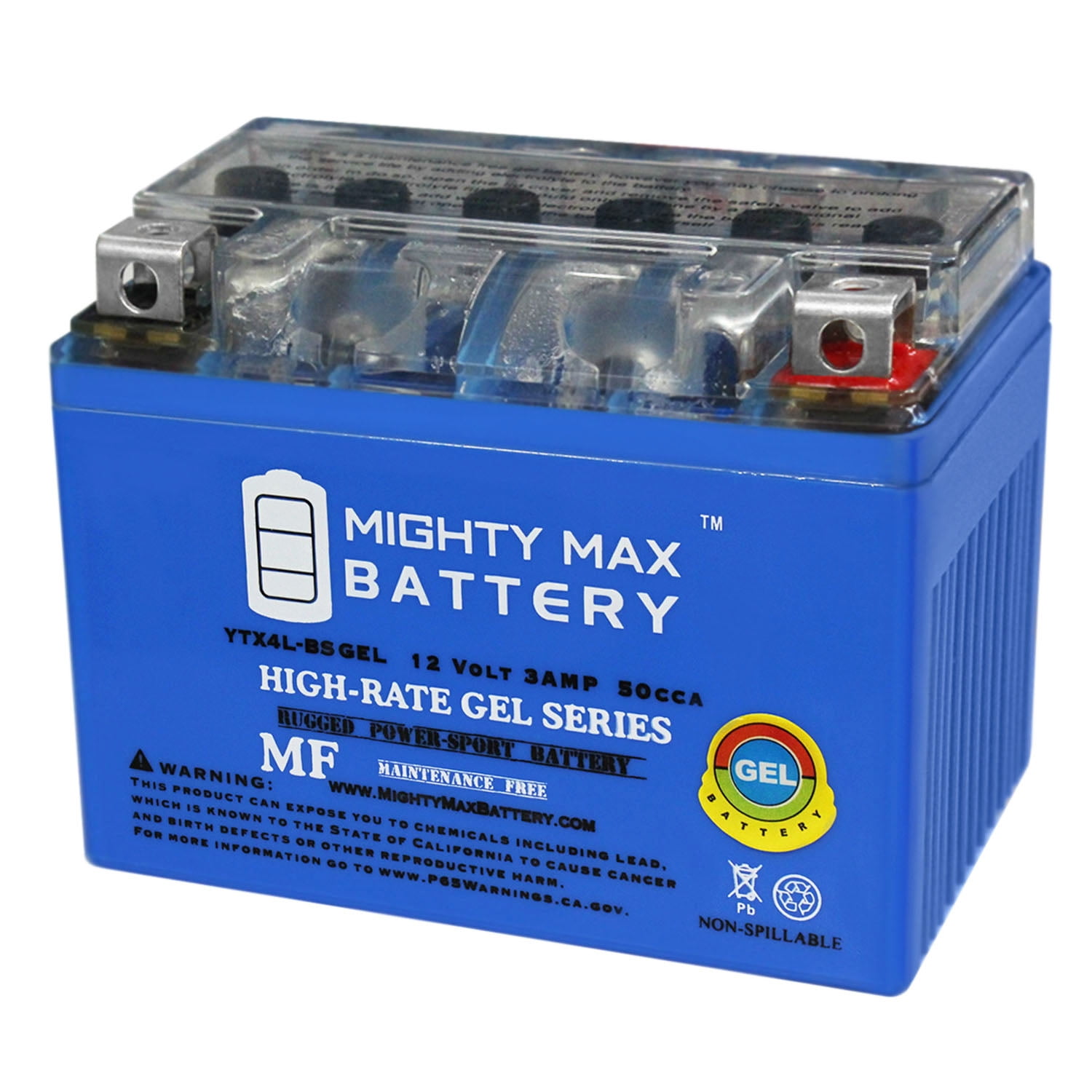Mighty Max Battery YTX4L-BS GEL Motorcycle Battery (12V 3AH, 50 CCA, Maintenance Free) jy3nq