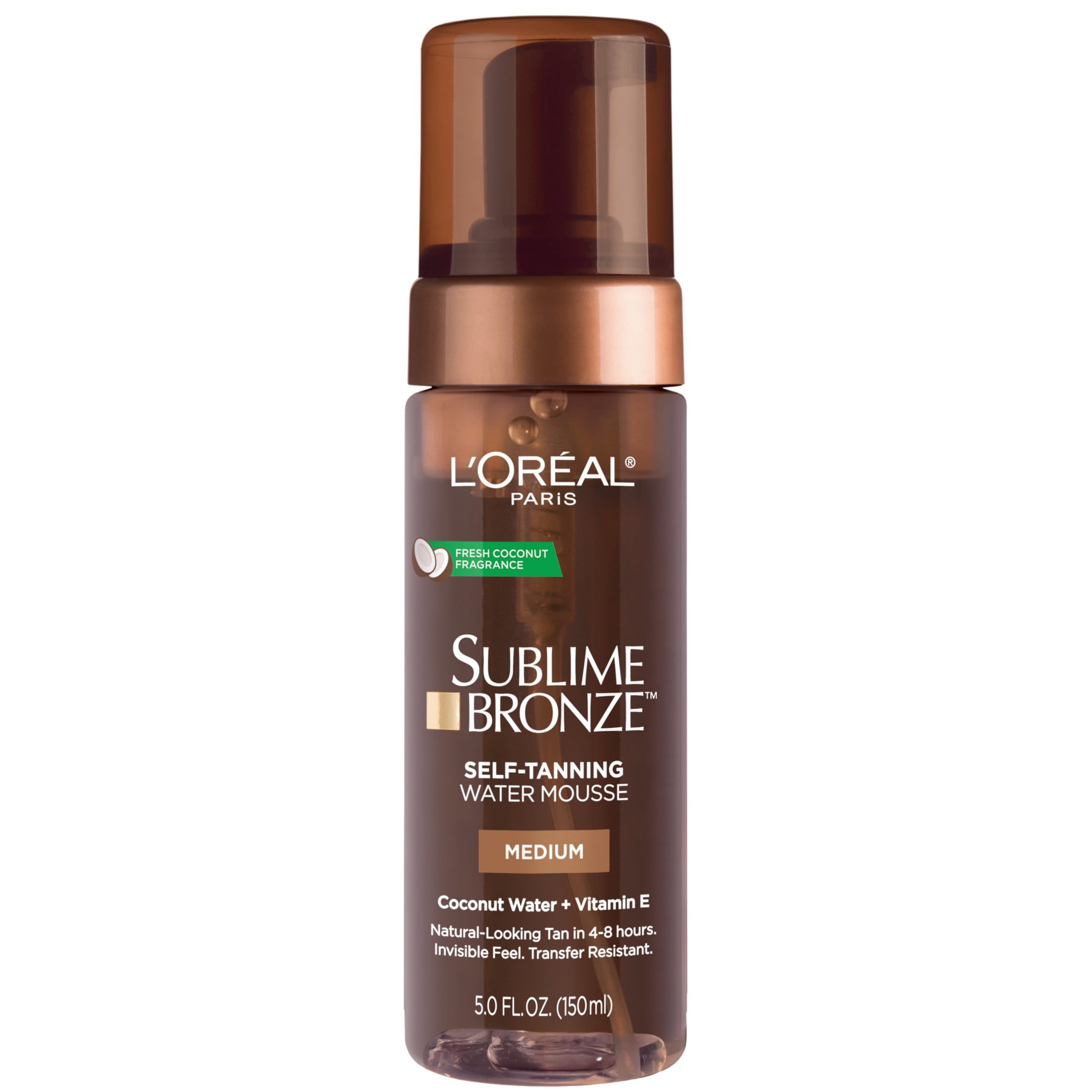L'Oreal Paris Sublime Bronze Self-Tanning Water Mousse, Streak-Free Natural Glow (Medium, 5 fl oz) 167ve