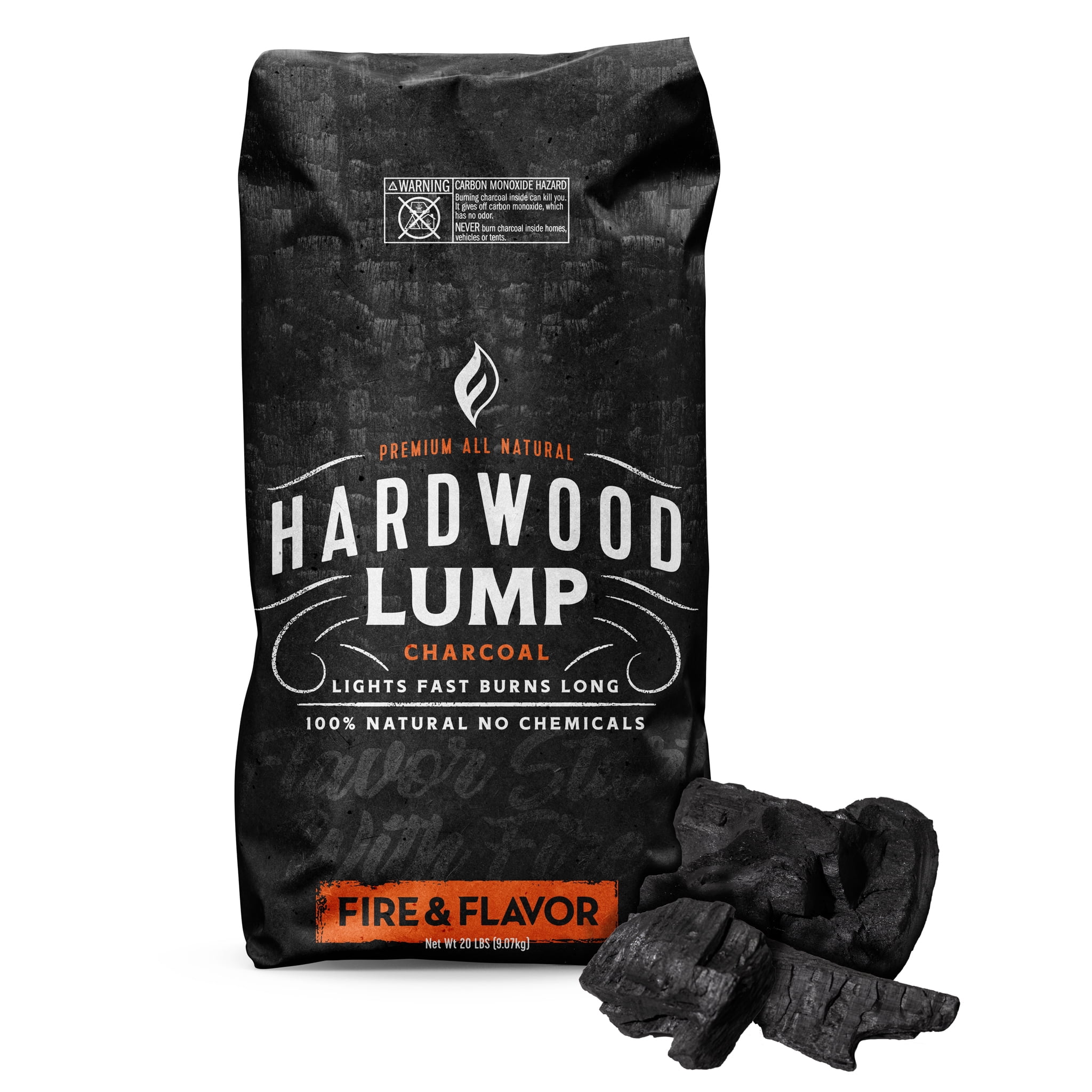 Fire & Flavor Premium All Natural Hardwood Lump Charcoal (20 lb) d65u0