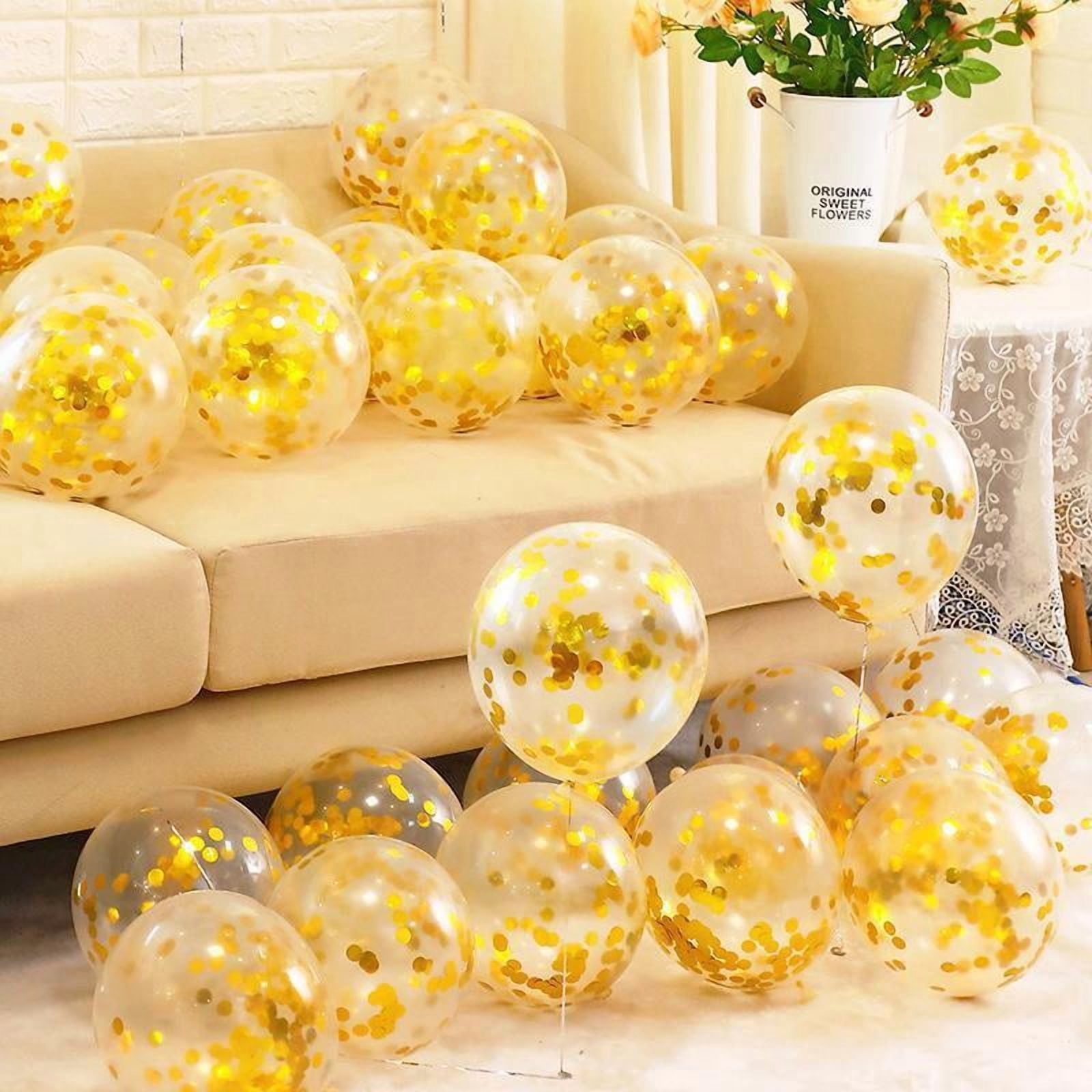 suxuMhao 12 Inch Glitter Latex Balloons with Gold Sequins for Party Decoration (Clear, 100 Pack) h9z88 - Image 4
