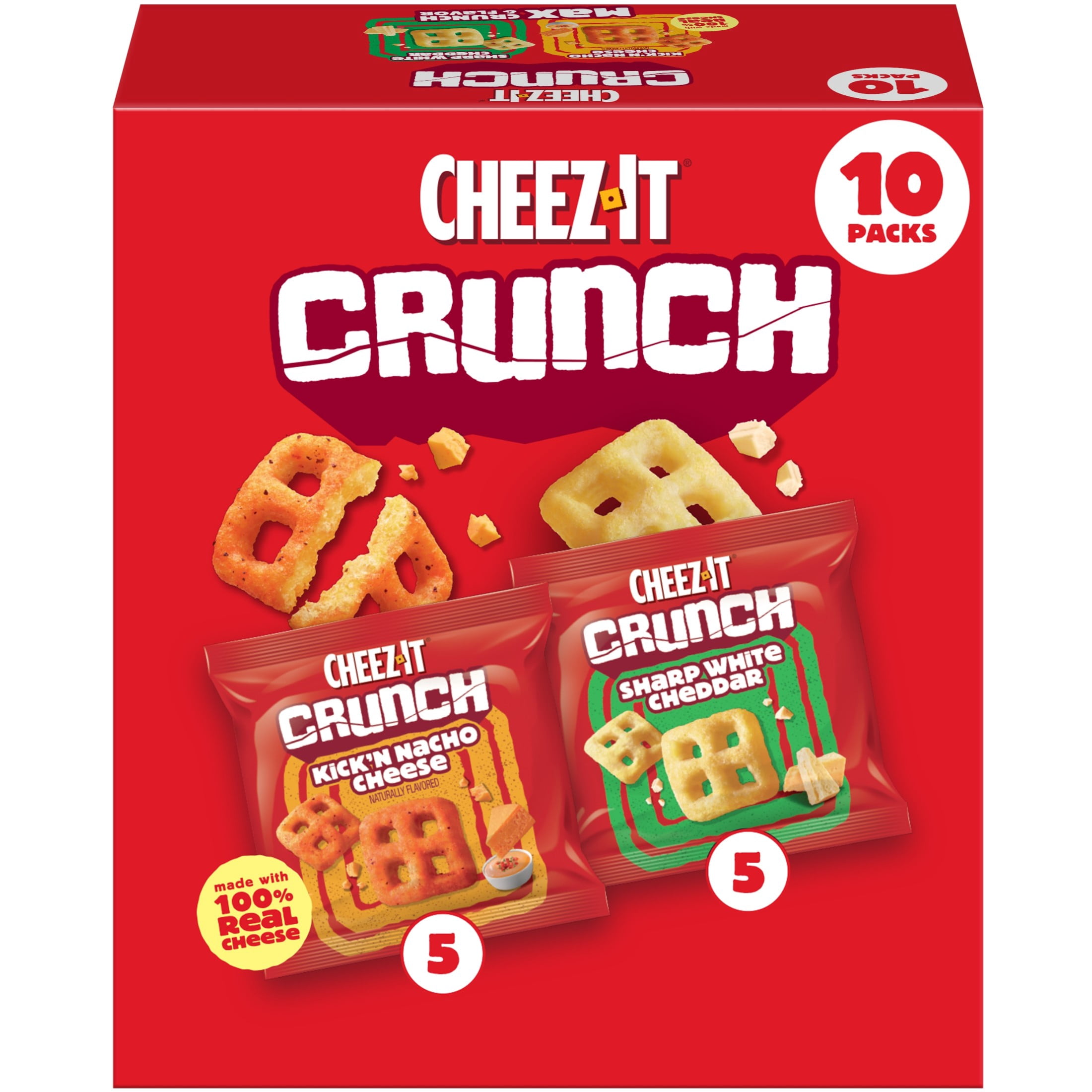 Cheez-It Crunch Variety Pack Baked Cheese Snacks (10 Count, 7.5 oz) ysjel