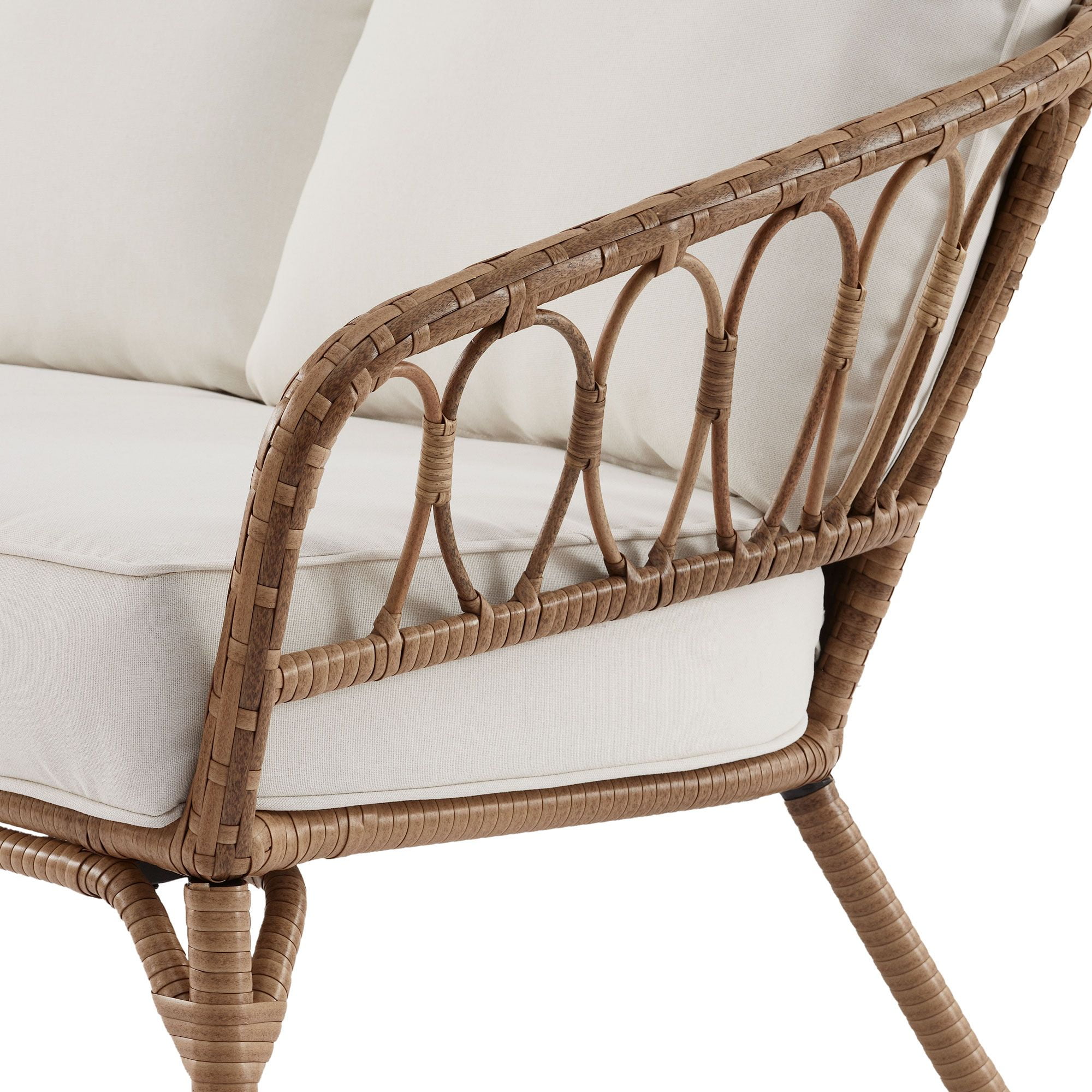 Better Homes & Gardens Willow Sage All-Weather Wicker Outdoor Loveseat and Ottoman Set (Beige, 2-Piece) lialw