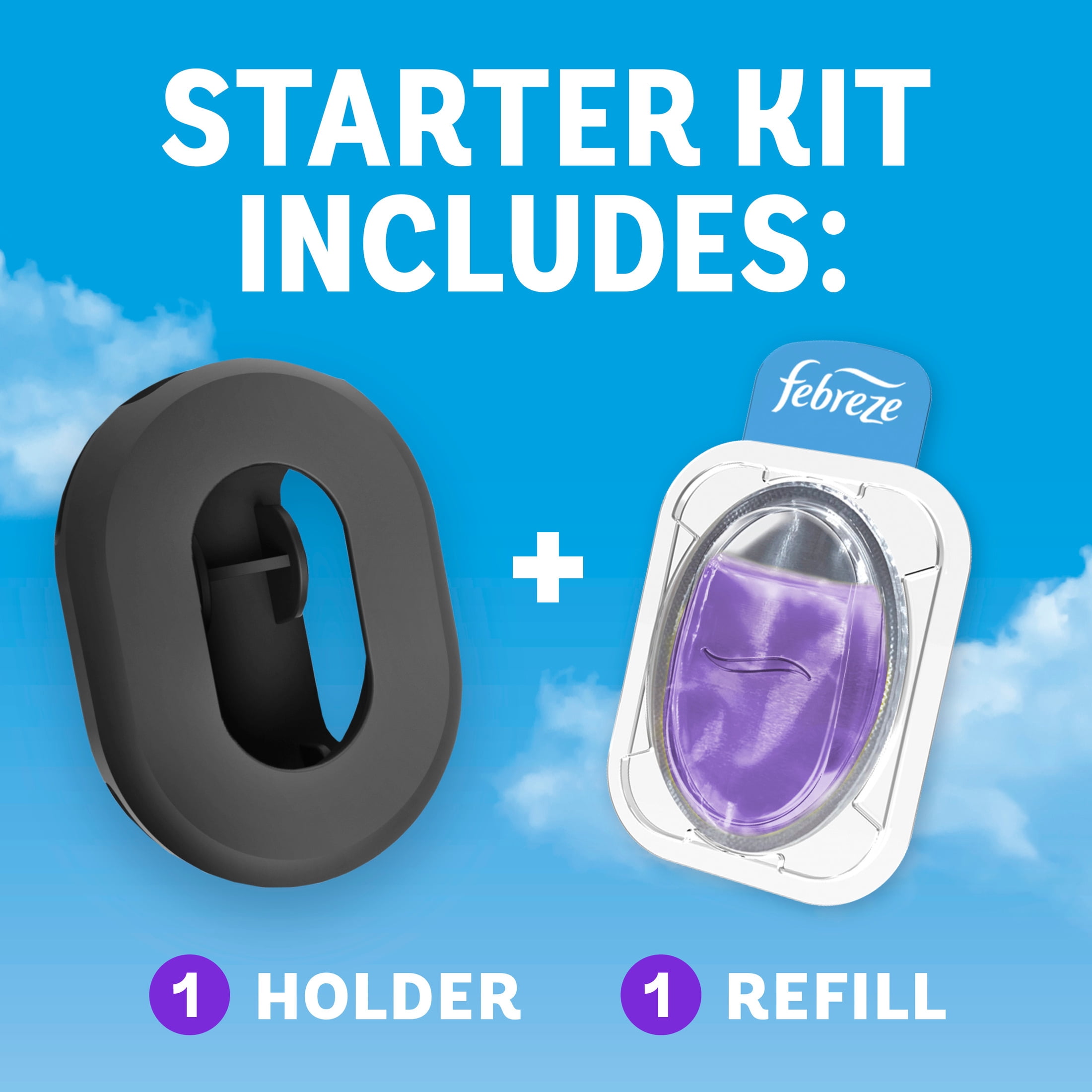 Febreze Trash Odor Fighter Kitchen Deodorizer (Twilight Lavender, 1 Holder and 1 Refill) s8qhk