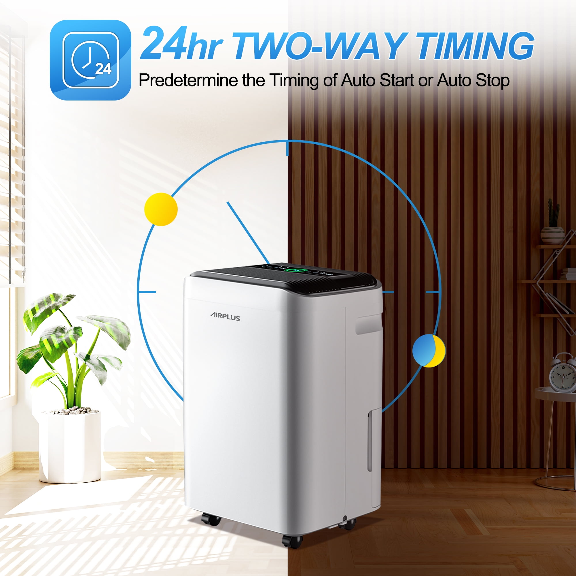 Edendirect 50 Pint Dehumidifier for Basements and Large Rooms, Intelligent Humidity Control with Drain Hose (White, 50 Pint) hx2d7