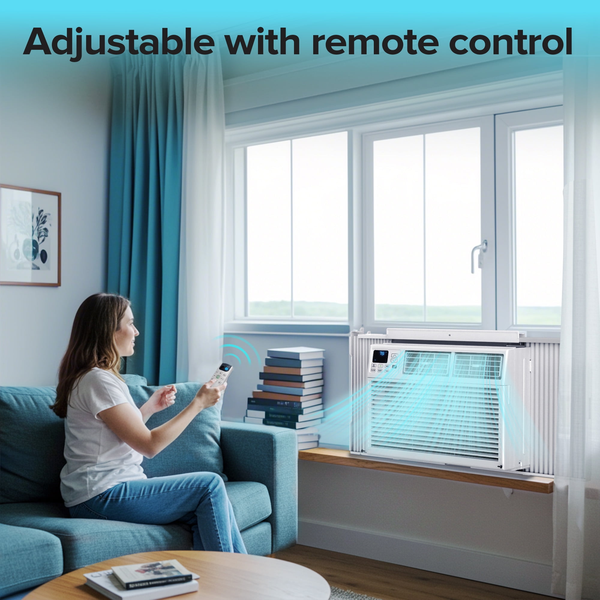 KissAir 14,000 BTU U-Shaped Window Air Conditioner with Remote Control (White, 700 Sq.ft) viya4