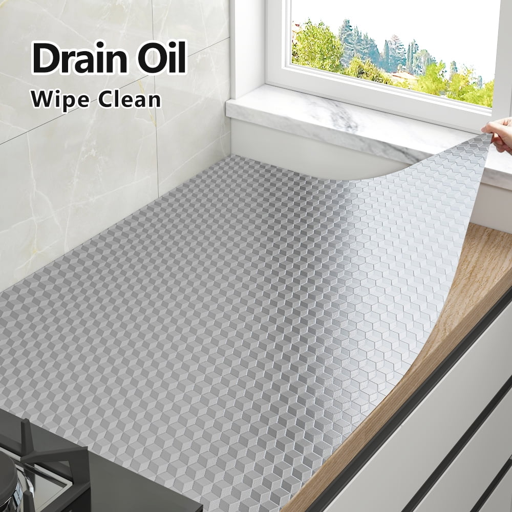 proprodiudiu Kitchen Backsplash Wallpaper Oil-Proof Heat-Resistant Aluminum Foil Peel and Stick Contact Paper (Clear, 23.6 in x 196 in) ebmk3