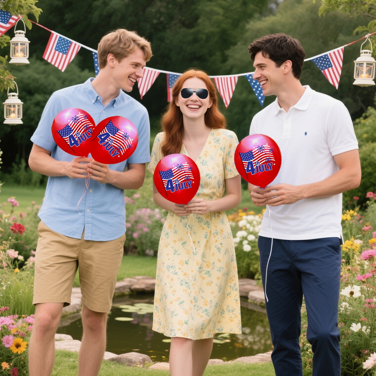 Edhome 4th of July Patriotic Balloon Set, Red White and Blue Independence Day Party Decorations (12 in, 50 Pack) h062a