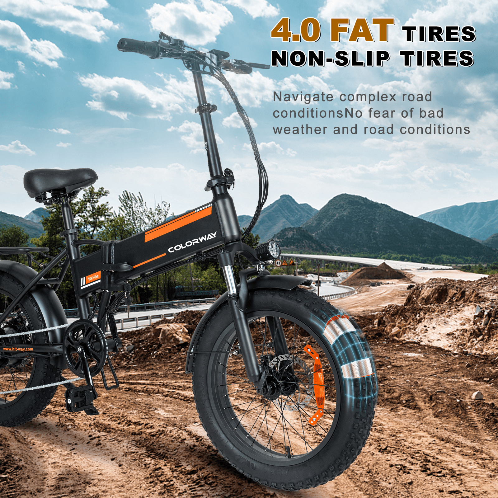 COLORWAY 750W Electric Bike for Adults, All-Terrain Fat Tire E-Bike with Removable 36V Battery (Black, 20 in) 7ppae