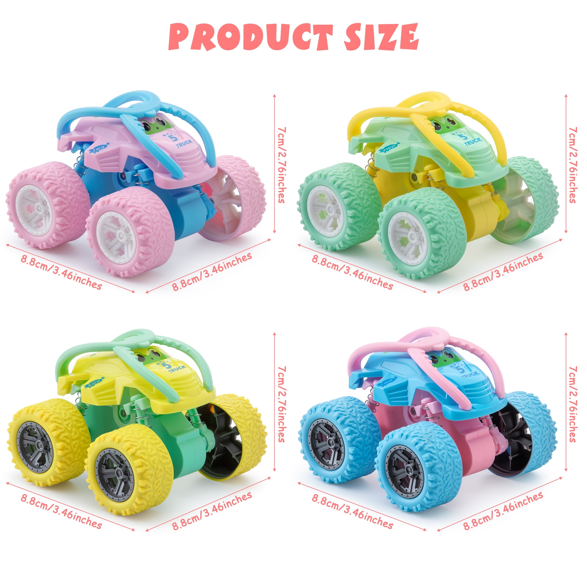 Mimifly 360 Degree Rotating Friction Power Stunt Flip Cars (Blue, 4 Pack) kl6sf