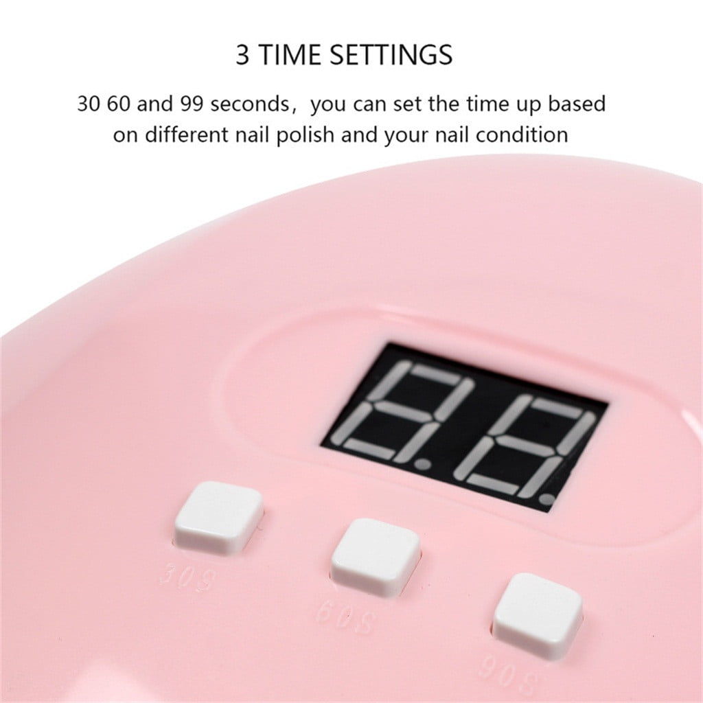 JUPAOPON 54W UV LED Nail Dryer Lamp for Gel Polish with Auto Sensor (Pink, 7.1 in x 6.3 in x 2.0 in) d8vth