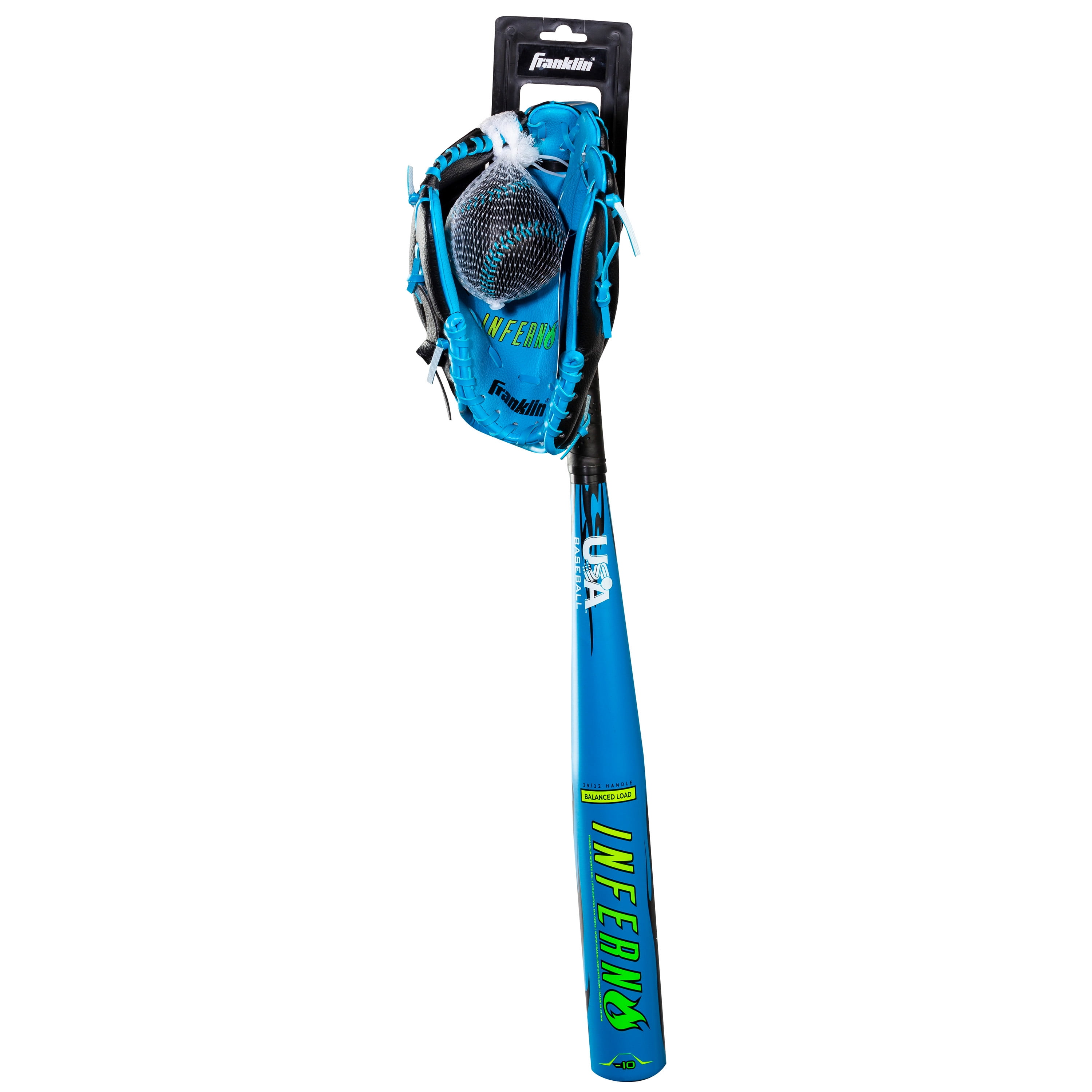 Franklin Sports Blue Inferno Teeball Set with Bat, Ball and Glove (Blue, 25 in) l2ze9