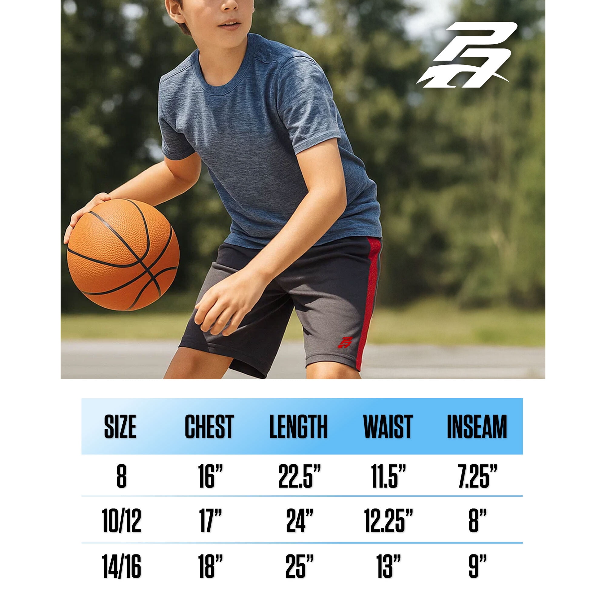 Pro Athlete Boys Athletic Shorts Performance Quick Dry Basketball Shorts (Black, 2 Pack) pi7w1