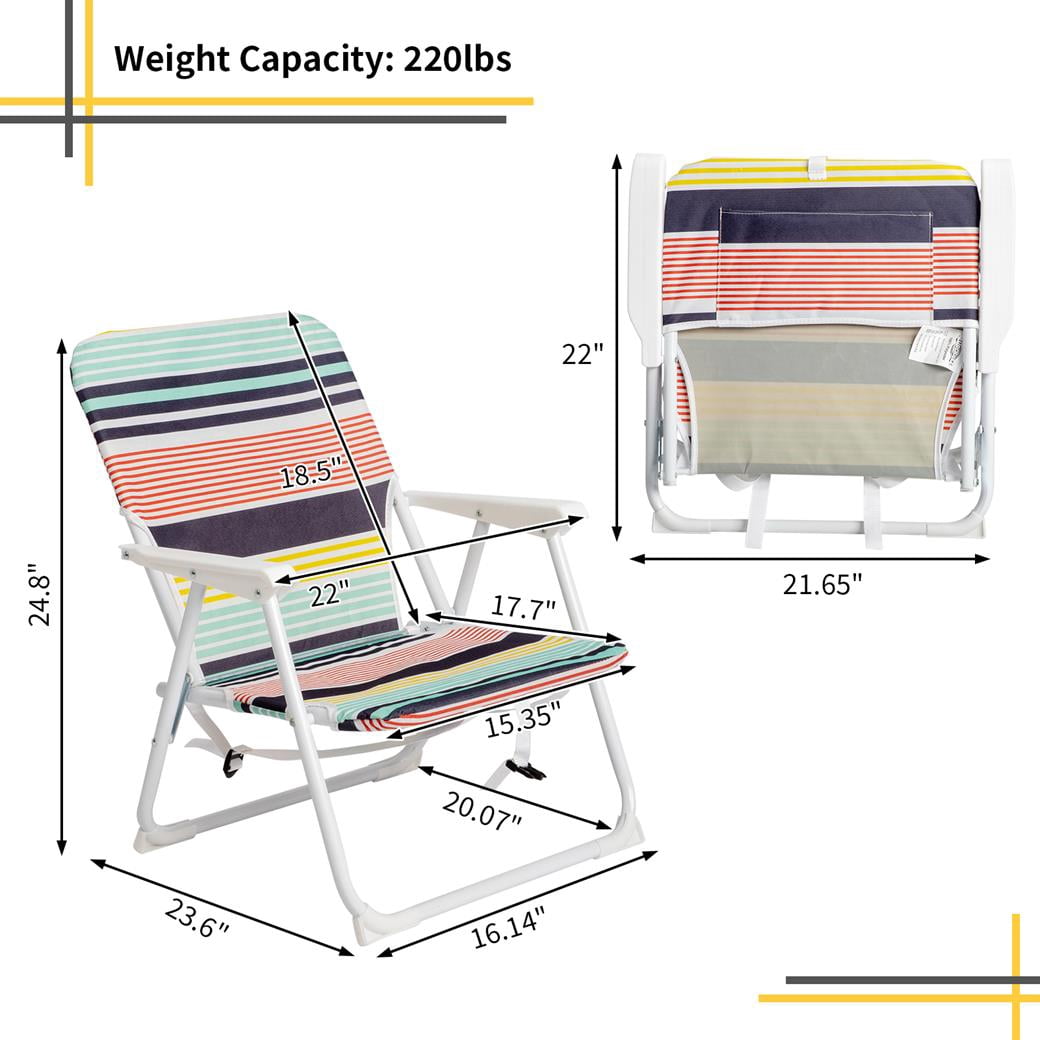 EDOEMSE Portable Folding Beach Chair for Kids and Adults, Lightweight Outdoor Camping Seat with Durable Iron Frame (Multi-Color, 22 x 23.6 x 24.8 in) s52s9