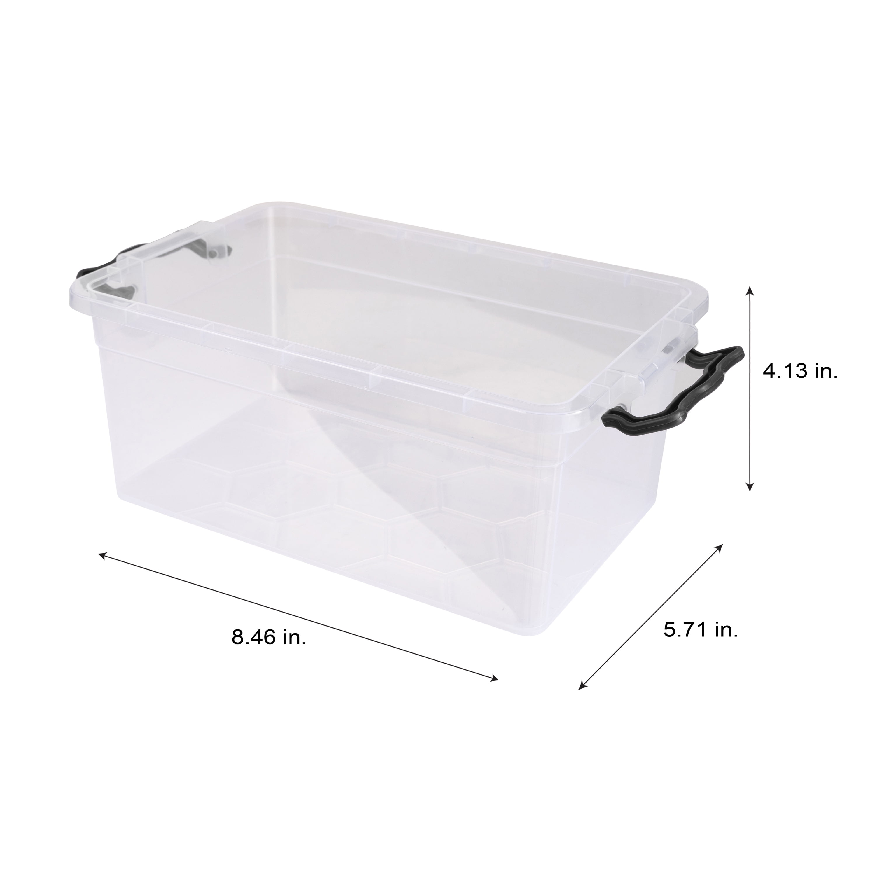 Simplify Stackable Plastic Storage Bin with Locking Lid (Clear, 5.7 in x 8.5 in x 4 in) jrpss