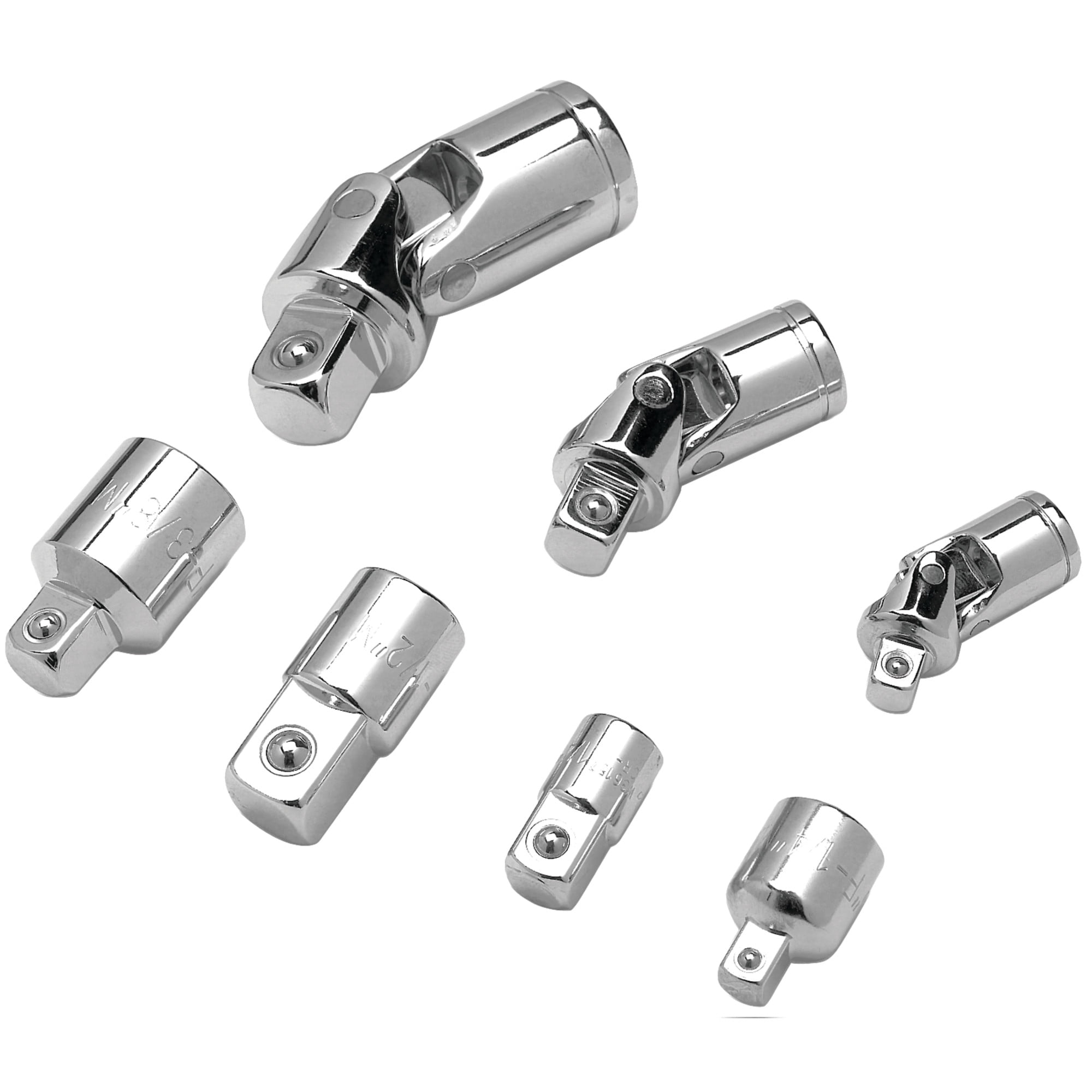 Performance Tool 7-Piece Socket Adapter and Universal Joint Set (Chrome Vanadium Steel, 1/4 in to 1/2 in) dtfta