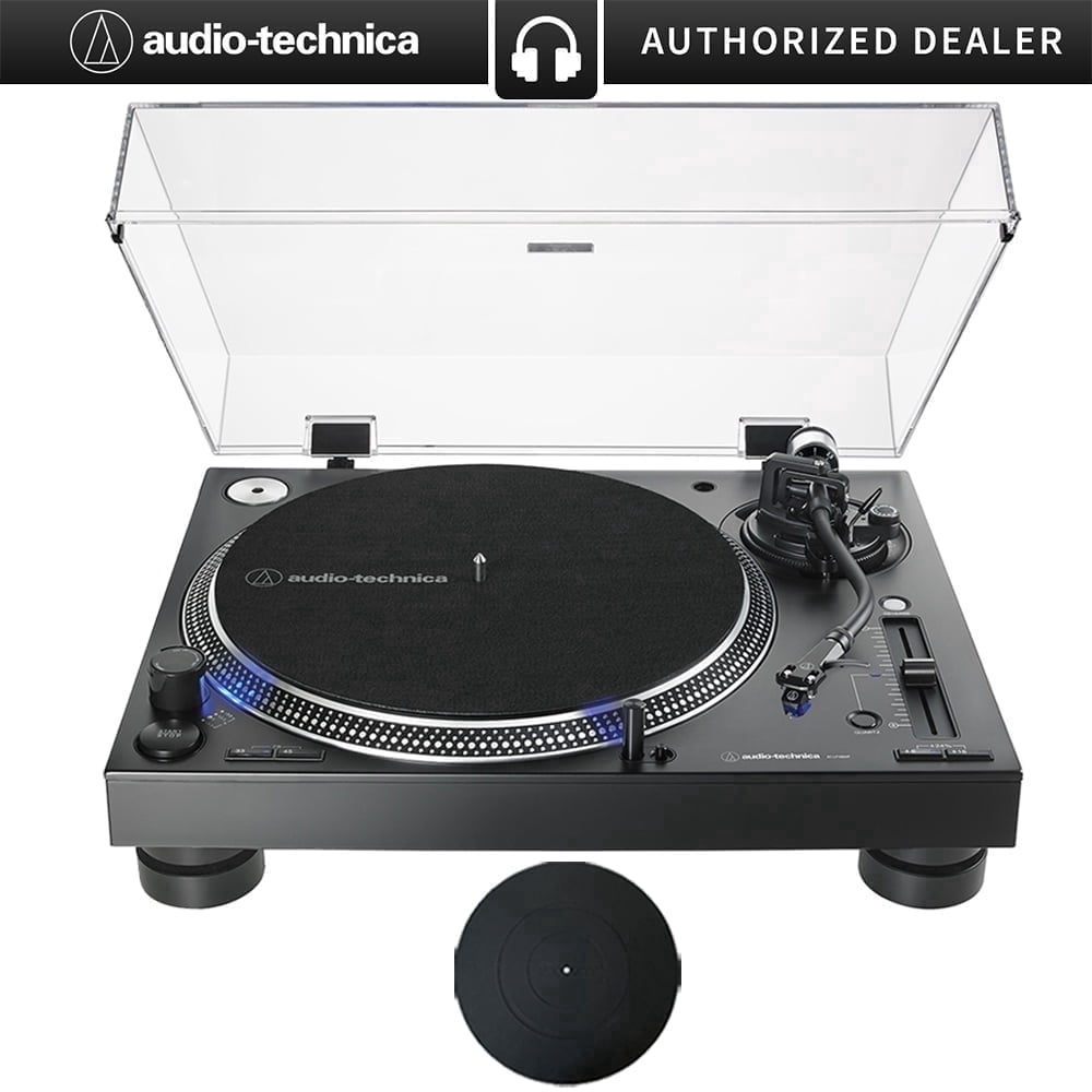 Audio-Technica AT-LP140XP Direct-Drive Professional DJ Turntable Bundle with 12 in Silicone Platter Mat (Black) n8dw7