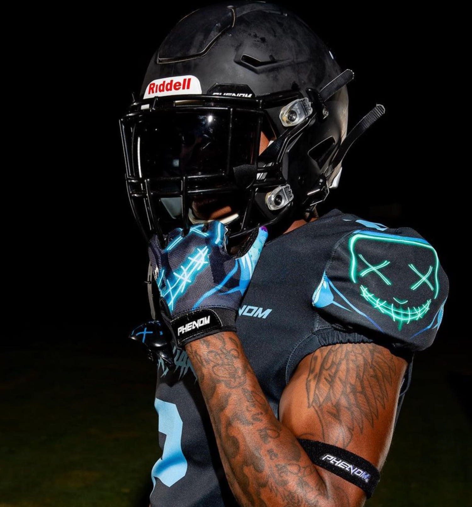 Phenom Elite AfterDark Football Gloves (Blue, Adult Large) jl7jz