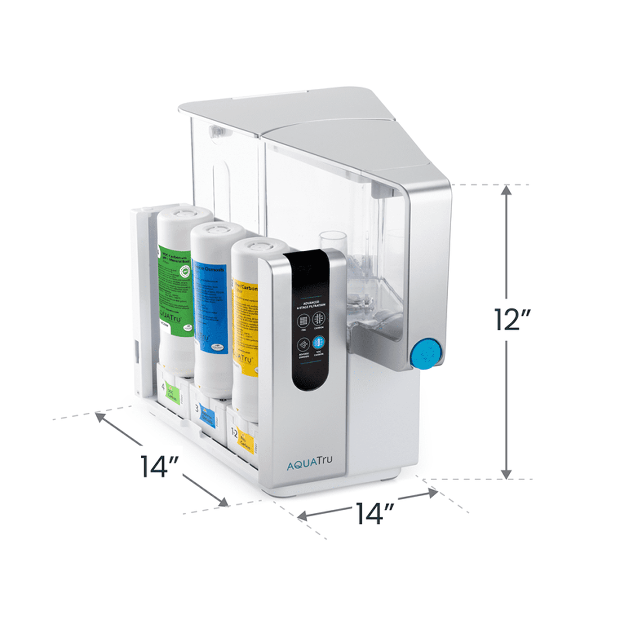 AquaTru Classic Alkaline Countertop Water Filtration System with 4-Stage Ultra Reverse Osmosis Technology (White) bix78