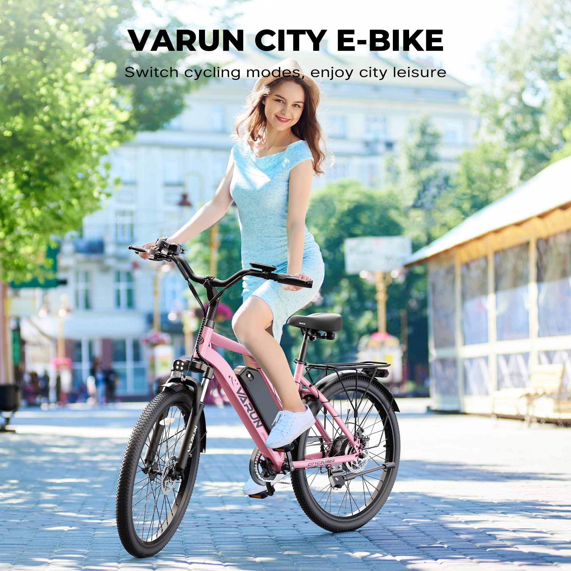 Generic Electric Bike 26-inch Adult E-Bike with 750W Motor, 48V Removable Battery, 7-Speed Gears, UL2849 Certified (Pink, 26 in) szew6
