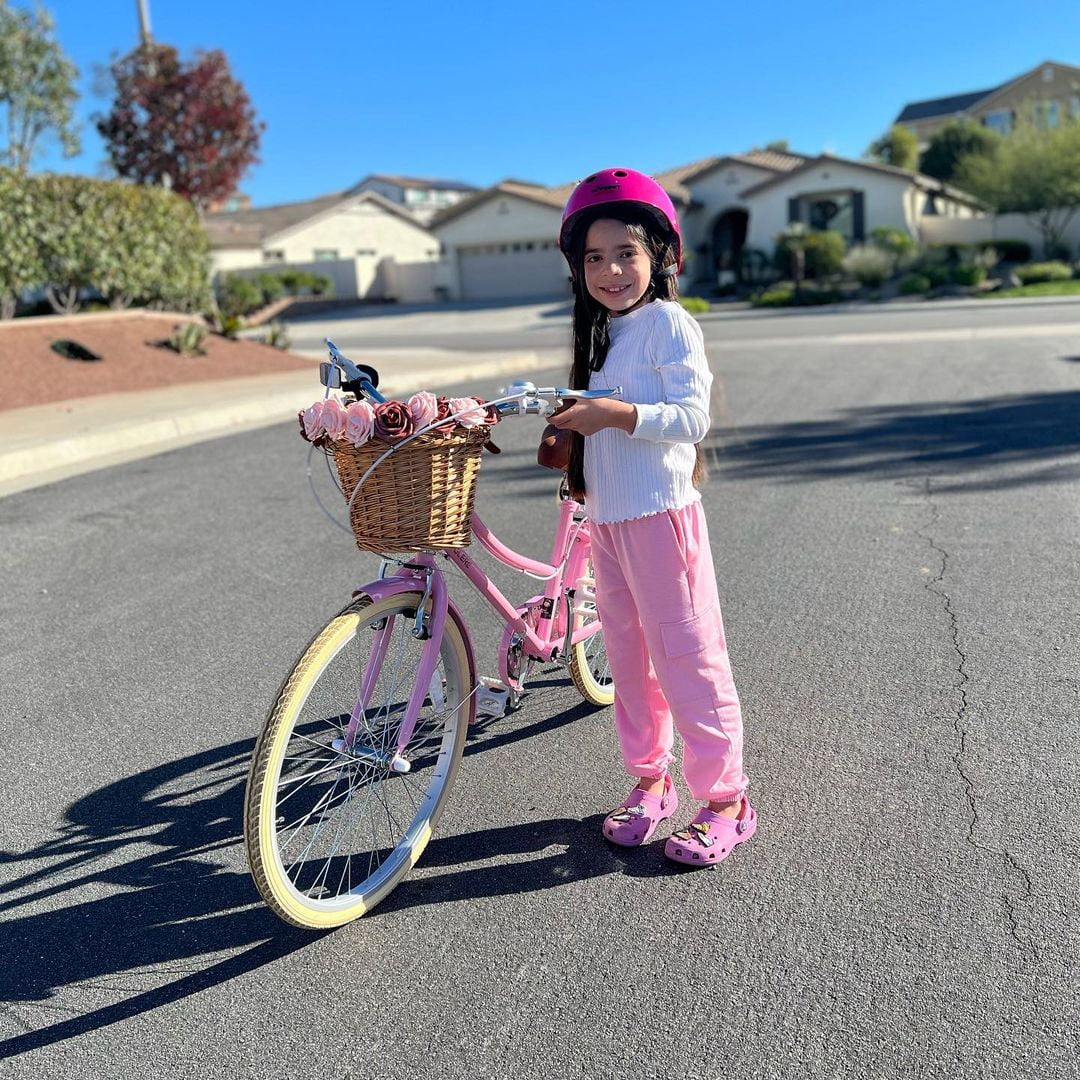 Glerc Missy 24 in Girls Cruiser Bike, 6-Speed Hybrid Bicycle with Wicker Basket (Pink) rf9wa