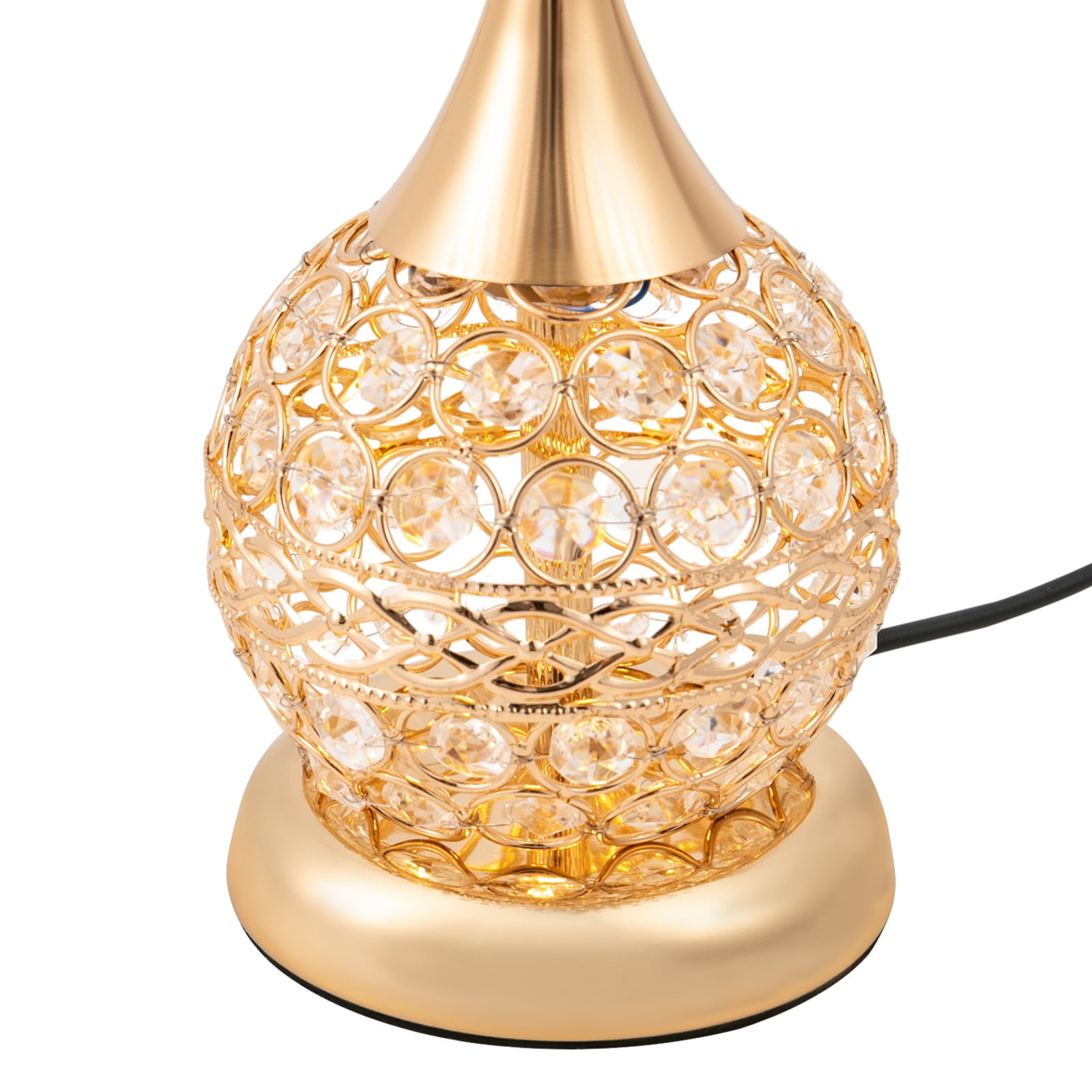 Deluxe Crystal Table Lamp Vintage Bedside Nightstand Desk Light (Gold, 9.84 in x 16.92 in) 04klt