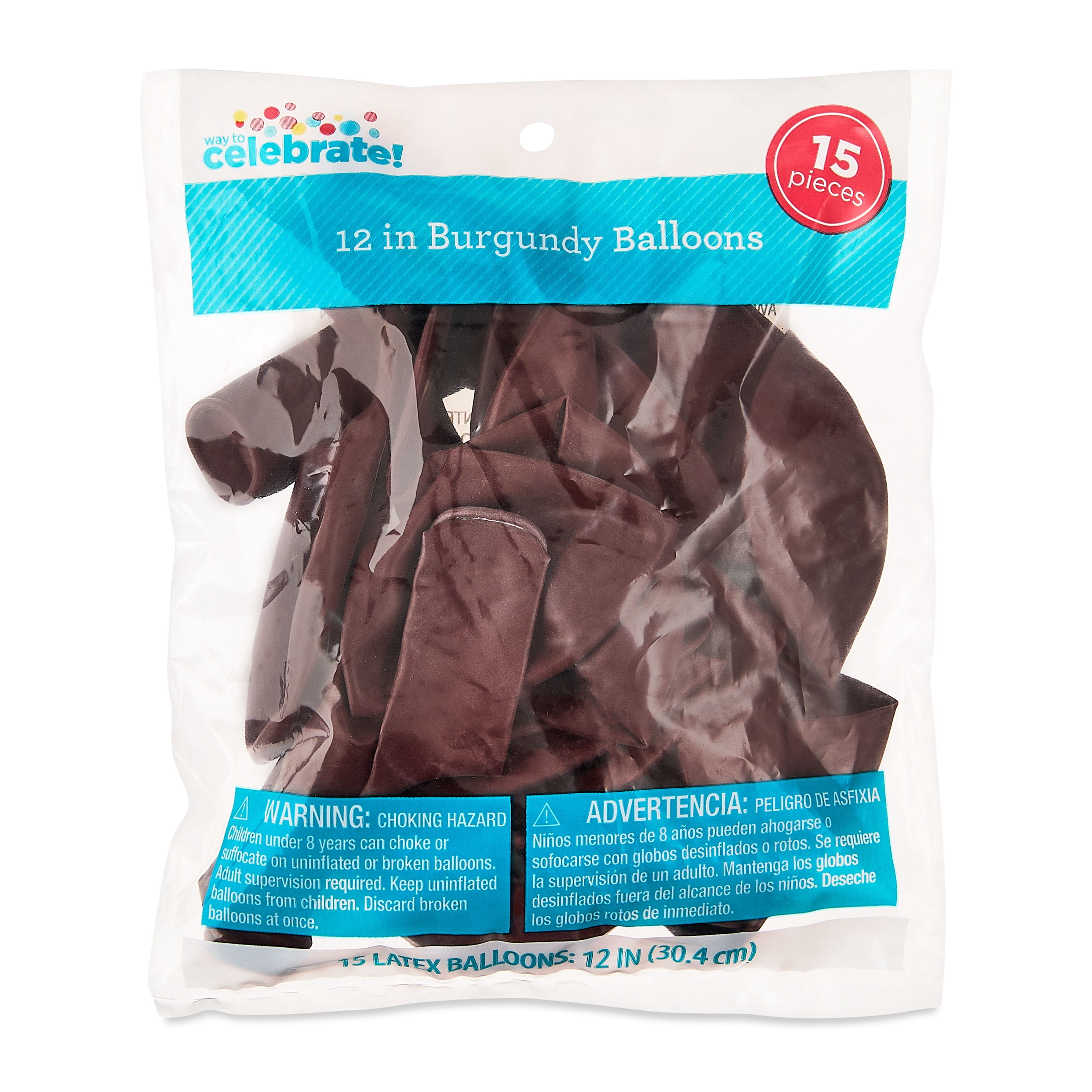 Way To Celebrate Burgundy Latex Balloons (12 in, 15 Pack) e6k11