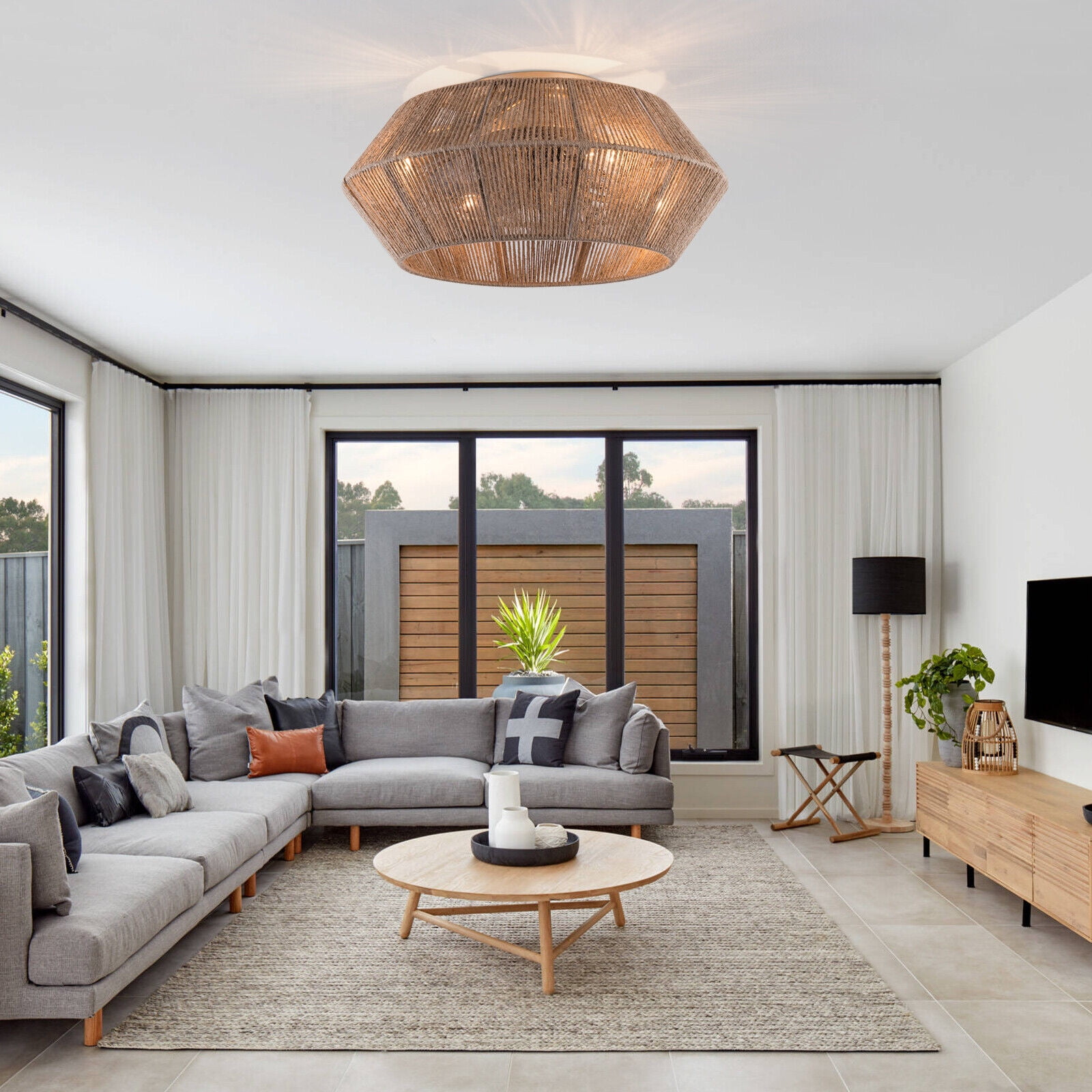 Miumaeov Boho Rattan Caged Ceiling Fan with Light and Remote Control (6 Speeds, 7.08 in Base) mrl8w