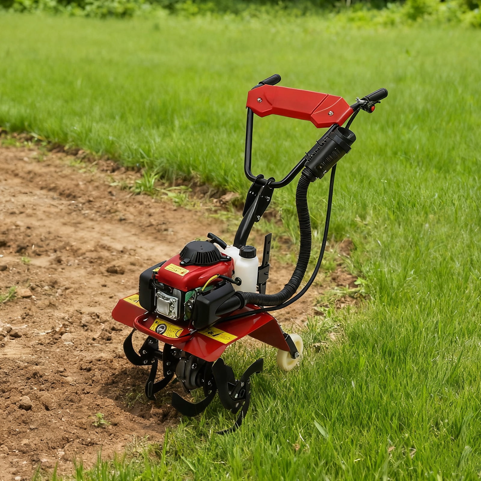 Miumaeov 63cc 4-Stroke Gas-Powered Front Tine Tiller, Heavy-Duty Garden Cultivator for Soil Prep (13.8 in Tilling Width) oonjs