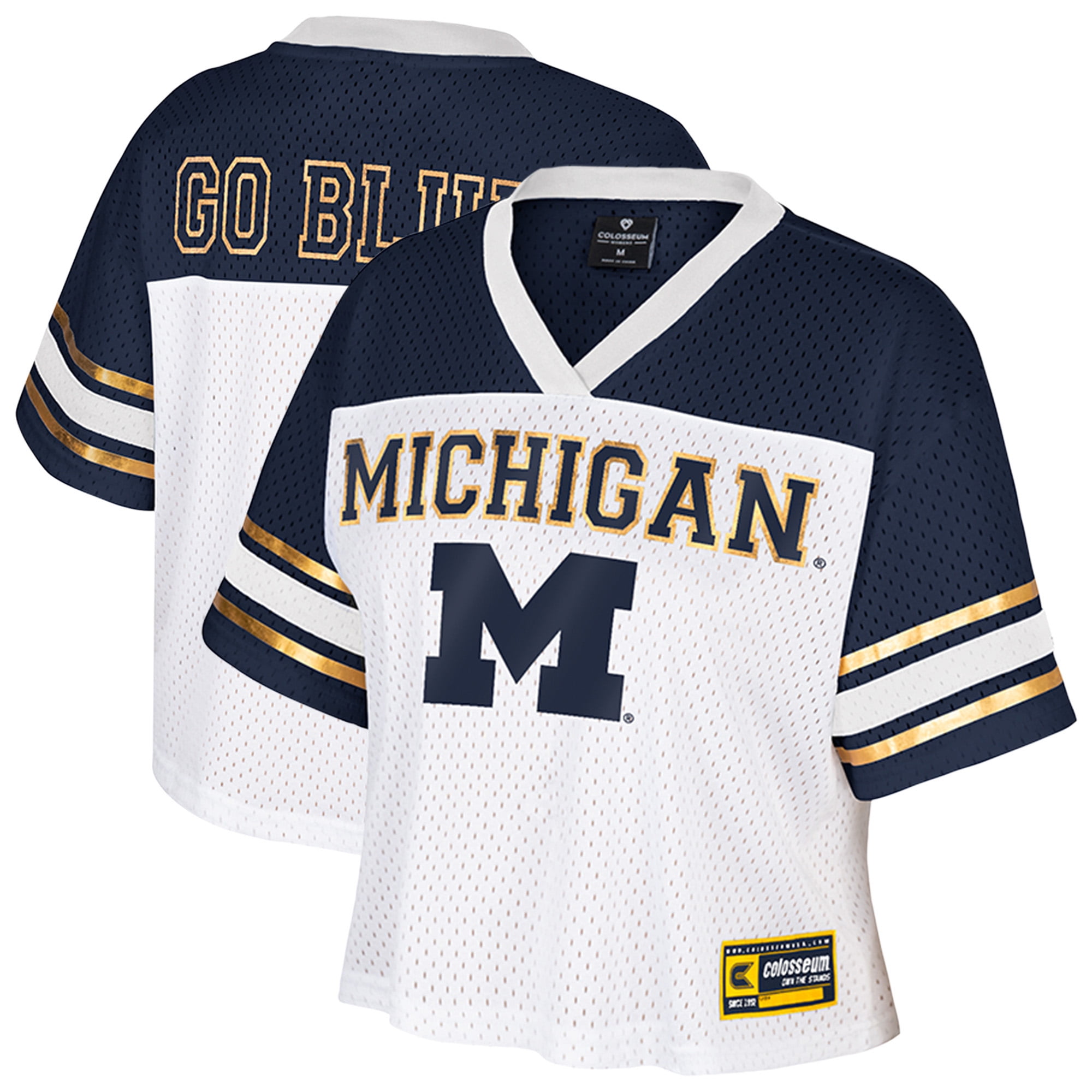 Colosseum Women's Michigan Wolverines Treasure Cropped Football Jersey (White, Small) c5jor