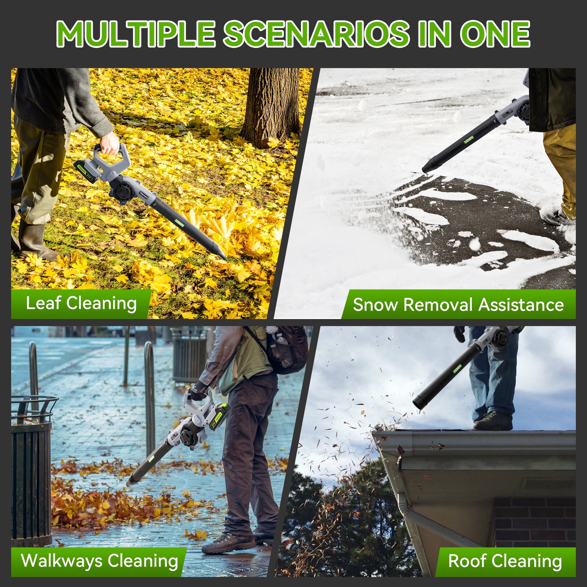 Sentryse 20V Cordless Leaf Blower, Lightweight Electric Yard Sweeper with 2 Batteries and 3 Nozzles (1.87 lb) 6otep