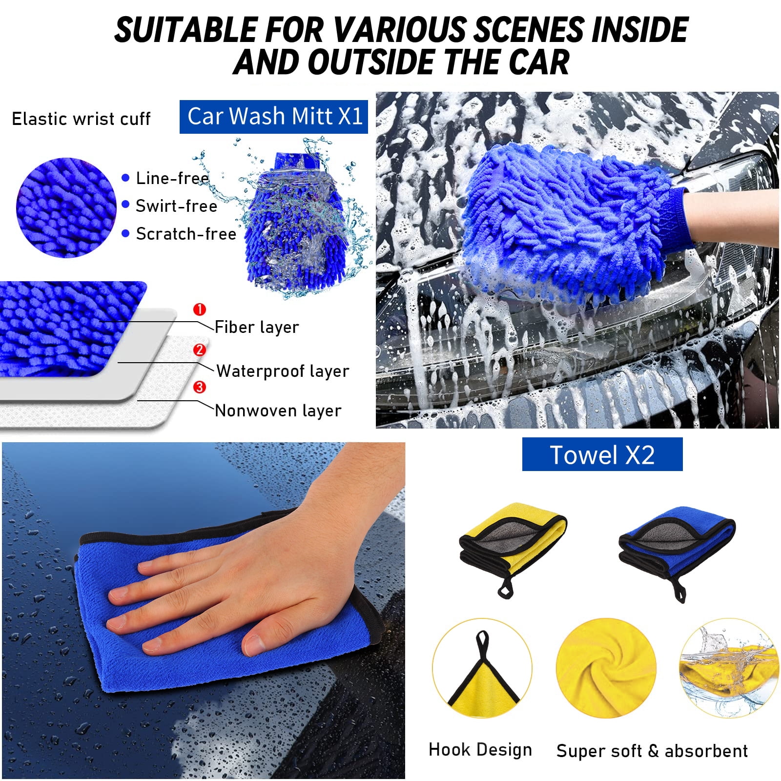 Lafati 37-Piece Car Wash Detailing Kit with Foam Gun Sprayer and Microfiber Cleaning Tools (37-Piece Set) 4vjnu
