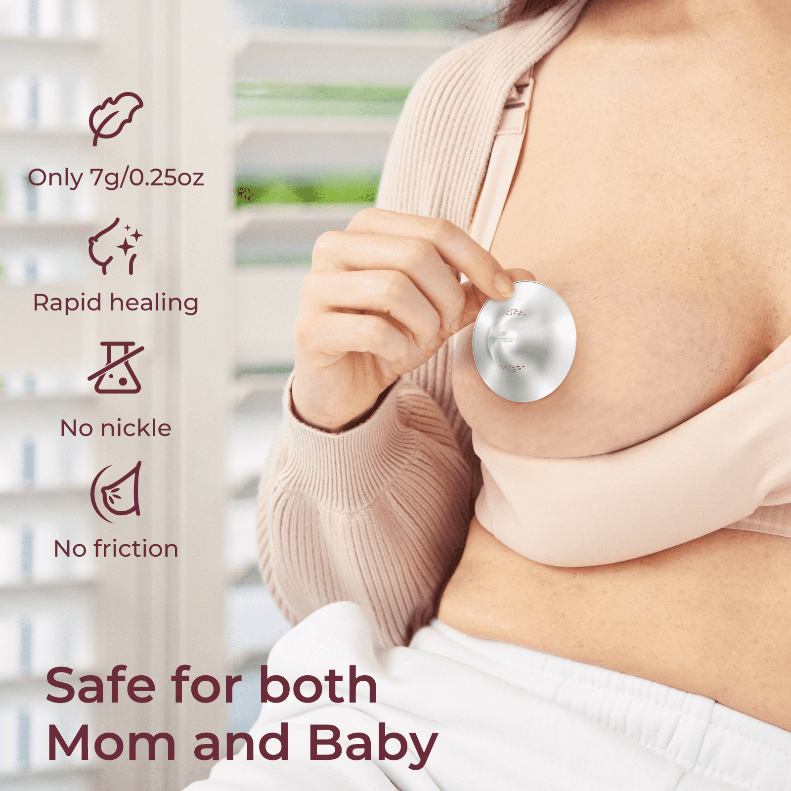 Momcozy 999 Pure Silver Nursing Cups for Breastfeeding Relief (Silver, Regular) iy40h