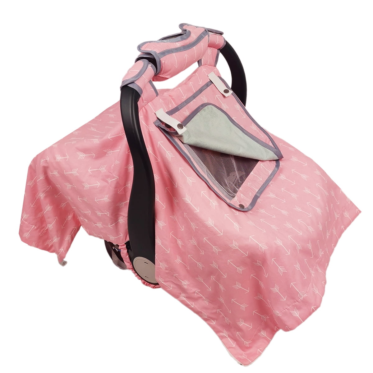 ICOPUCA Baby Car Seat Canopy & Carrier Cover (Pink with White Dots, 38 in x 30 in) iz3u1