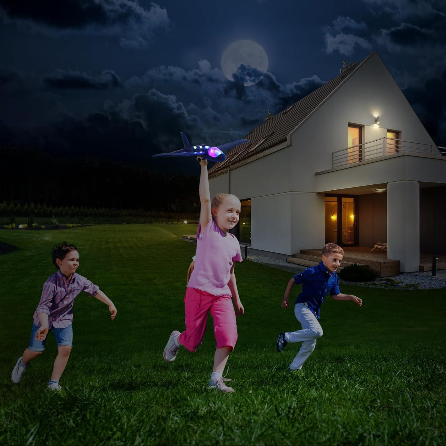 Kyprd Airplane Launcher Toy Set, LED Foam Glider Catapult Plane with 2 Flight Modes (3 Pack) 8xaq5
